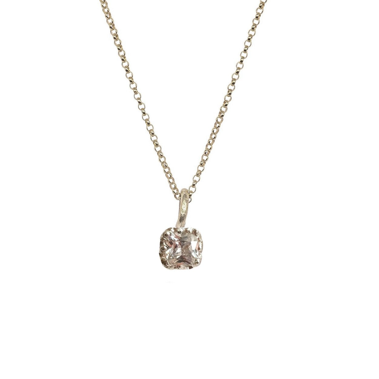 Women’s Gold Nova Starburst Cushion Cut Diamond Pendant Necklace Lily Flo Jewellery