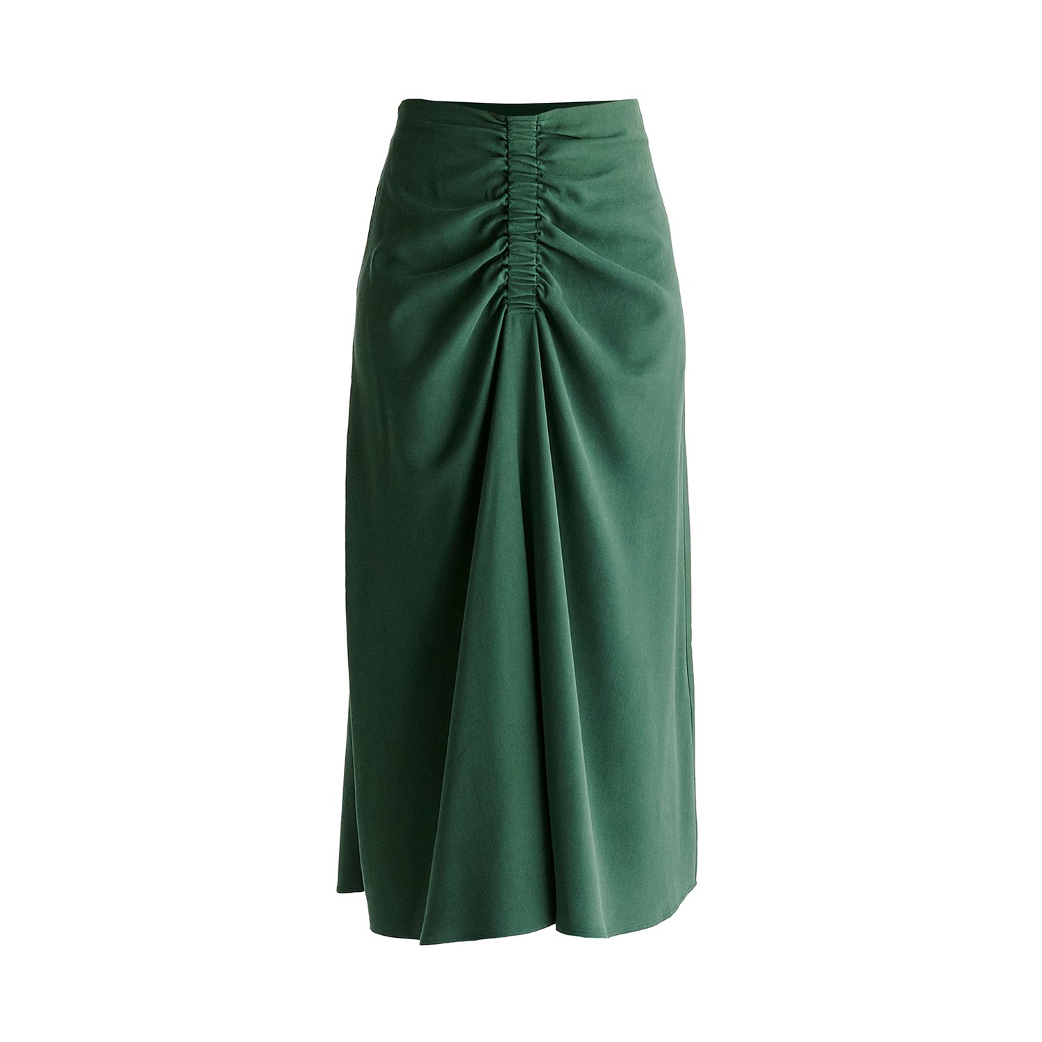 Paisie Women's Ruched Front Midi Skirt In Green In Green