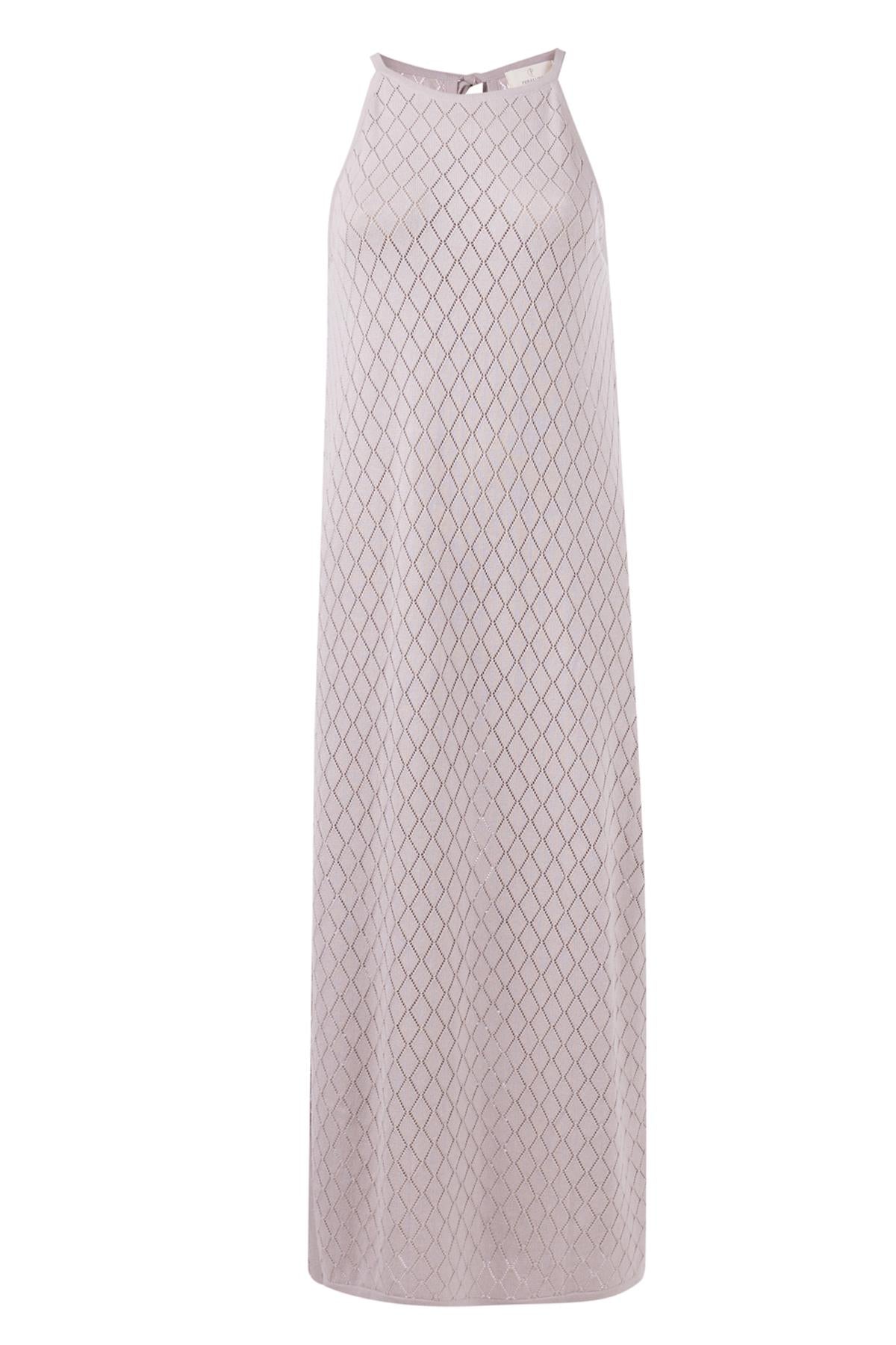 Peraluna Women's Neutrals Lisa Openwork Maxi Halter Beach Dress In Stone
