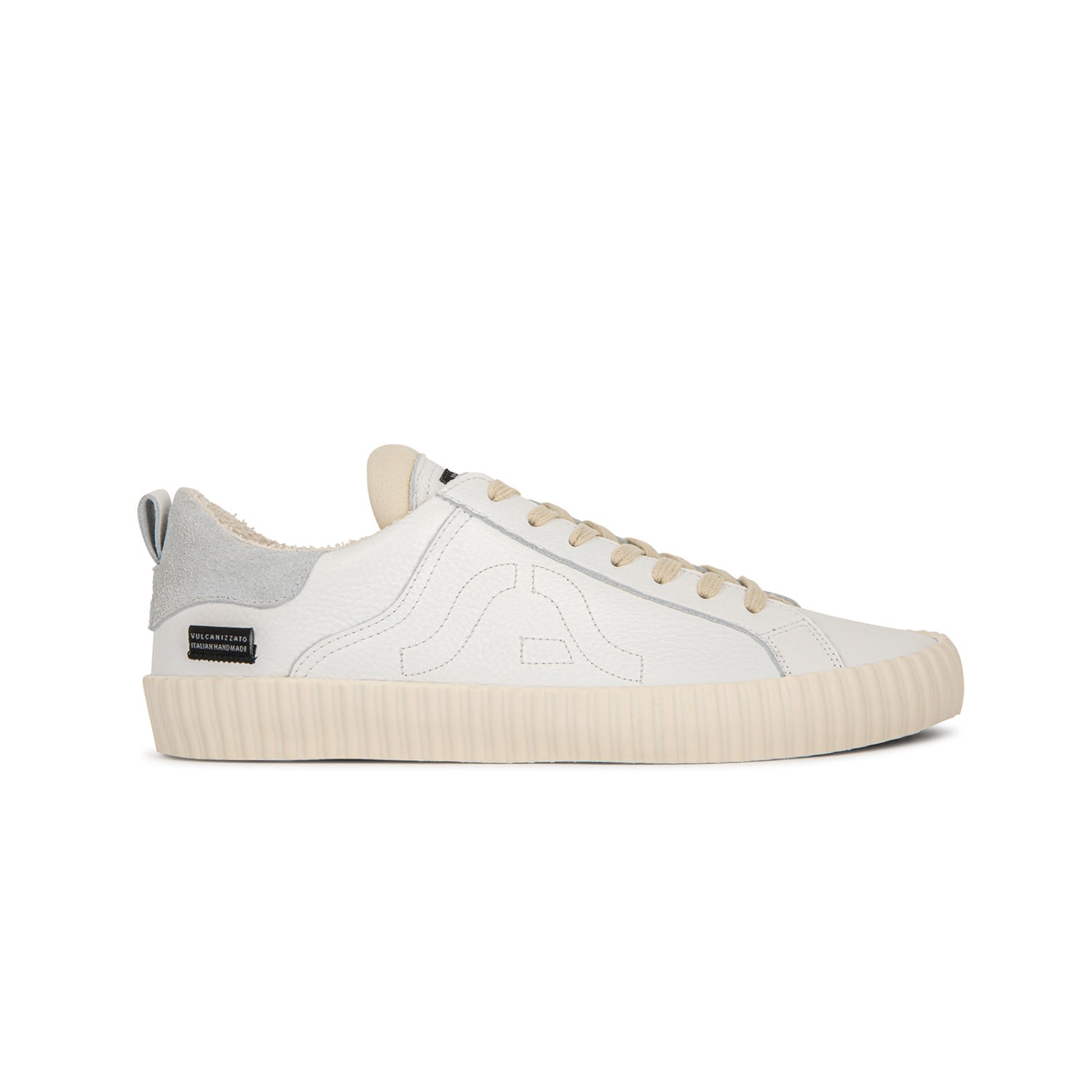 Springa | Unique Vulcanized Sneakers Italian Handmade Men's Wavy Leather White Sneakers In White