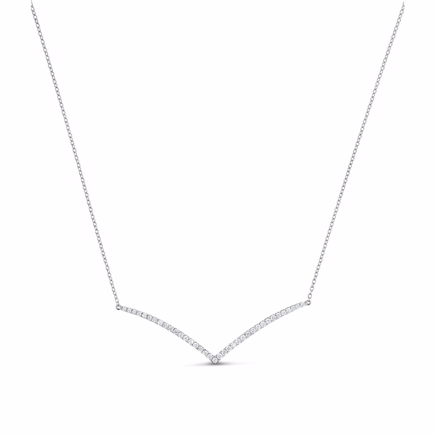 Women’s Silver V Diamond Necklace 18K White Gold Cosanuova