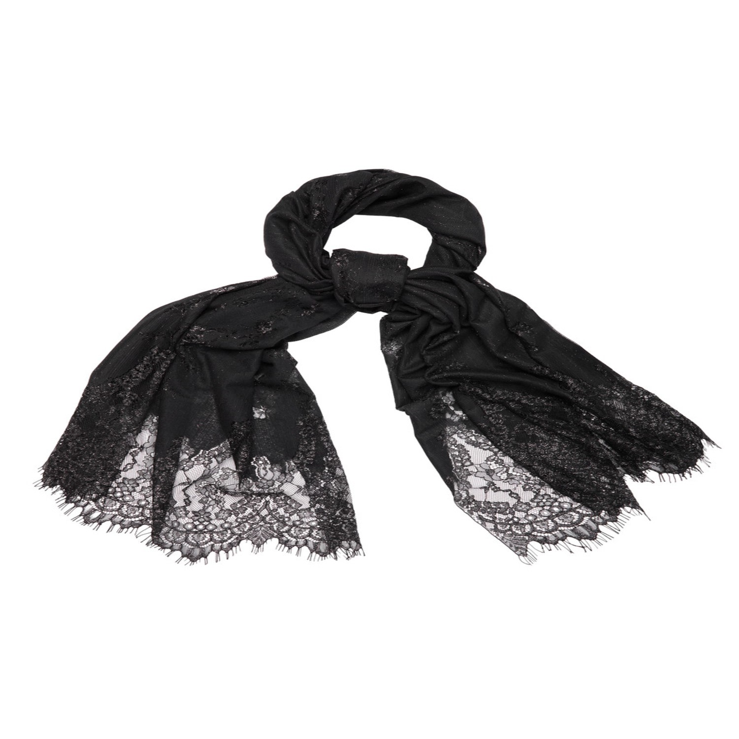 Saachi Lace Shimmer Scarf In Black