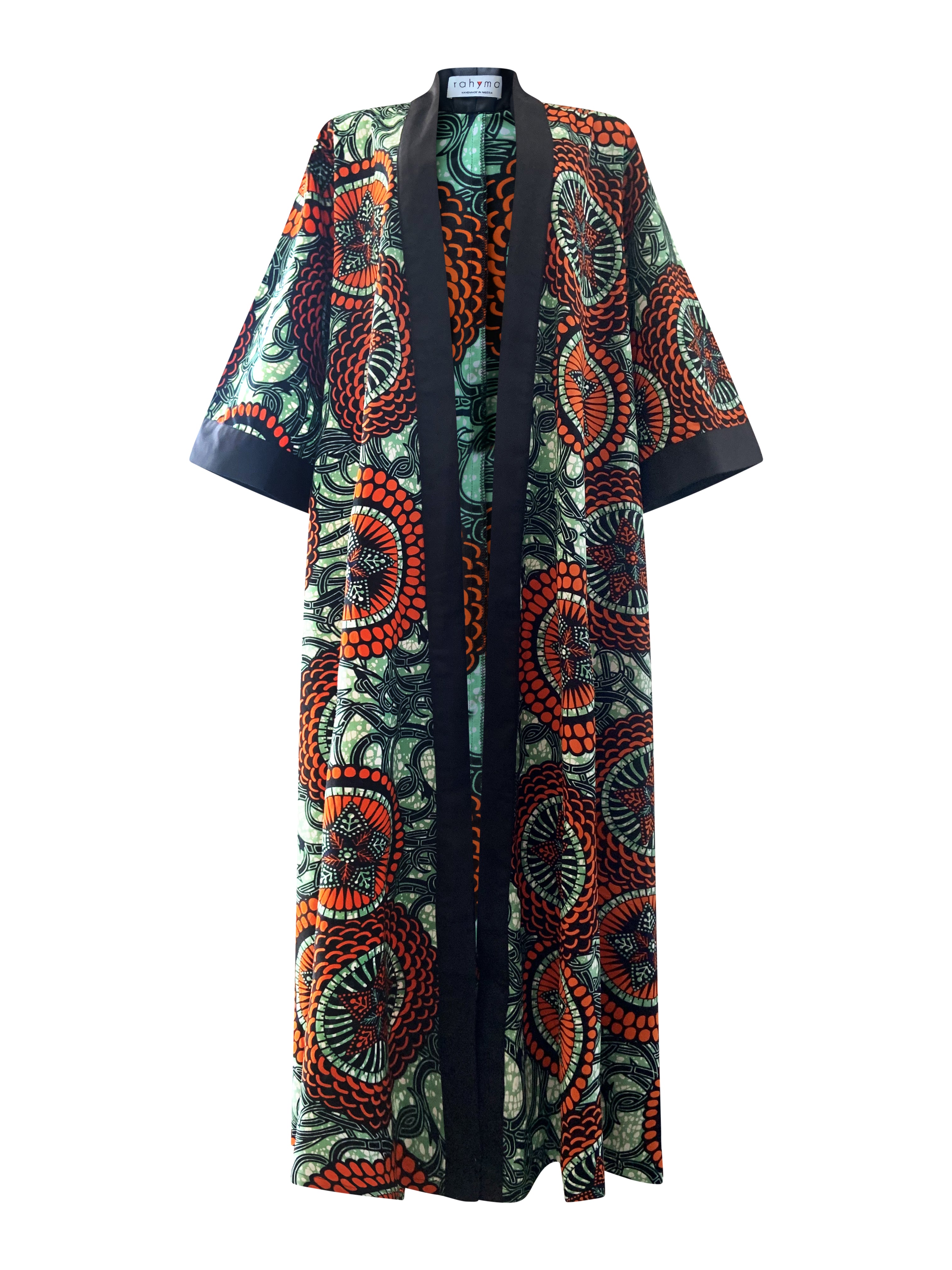 Women’s Green / Black / Red Tinna Kimono Duster One Size Rahyma