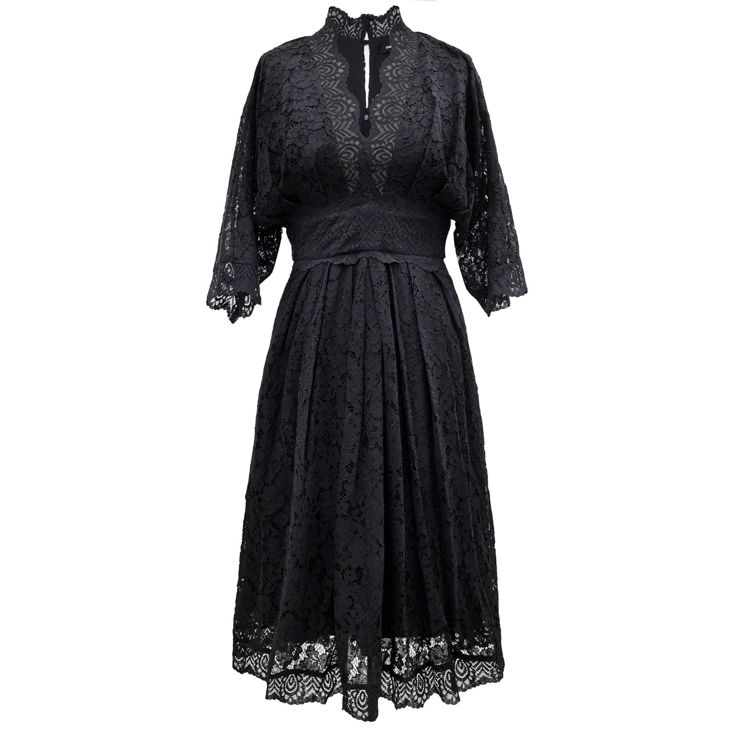 Women’s Kimono Sleeves Lace Dress - Black Medium Smart and Joy