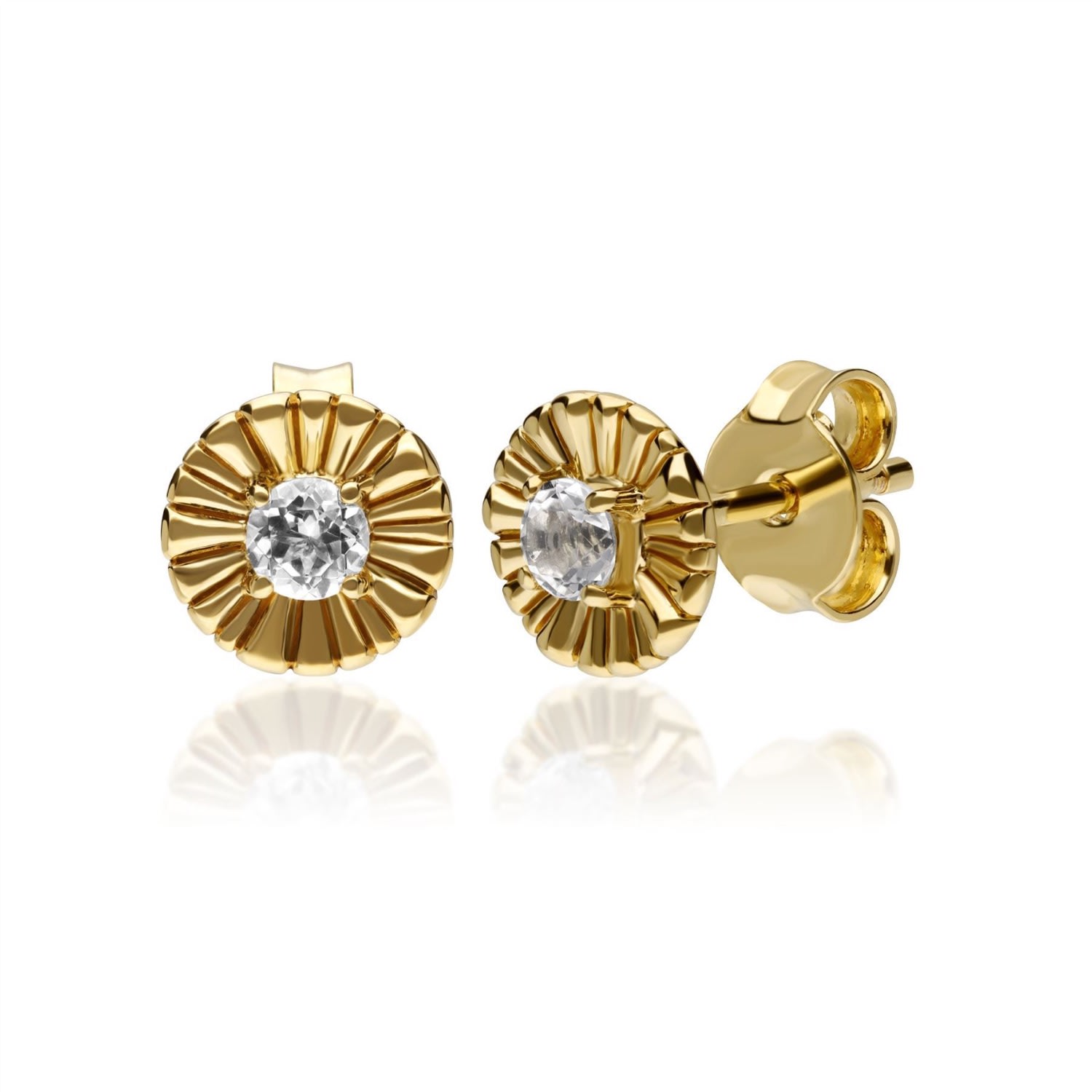 Women’s Gold Caruso White Topaz Floral Earrings Gemondo