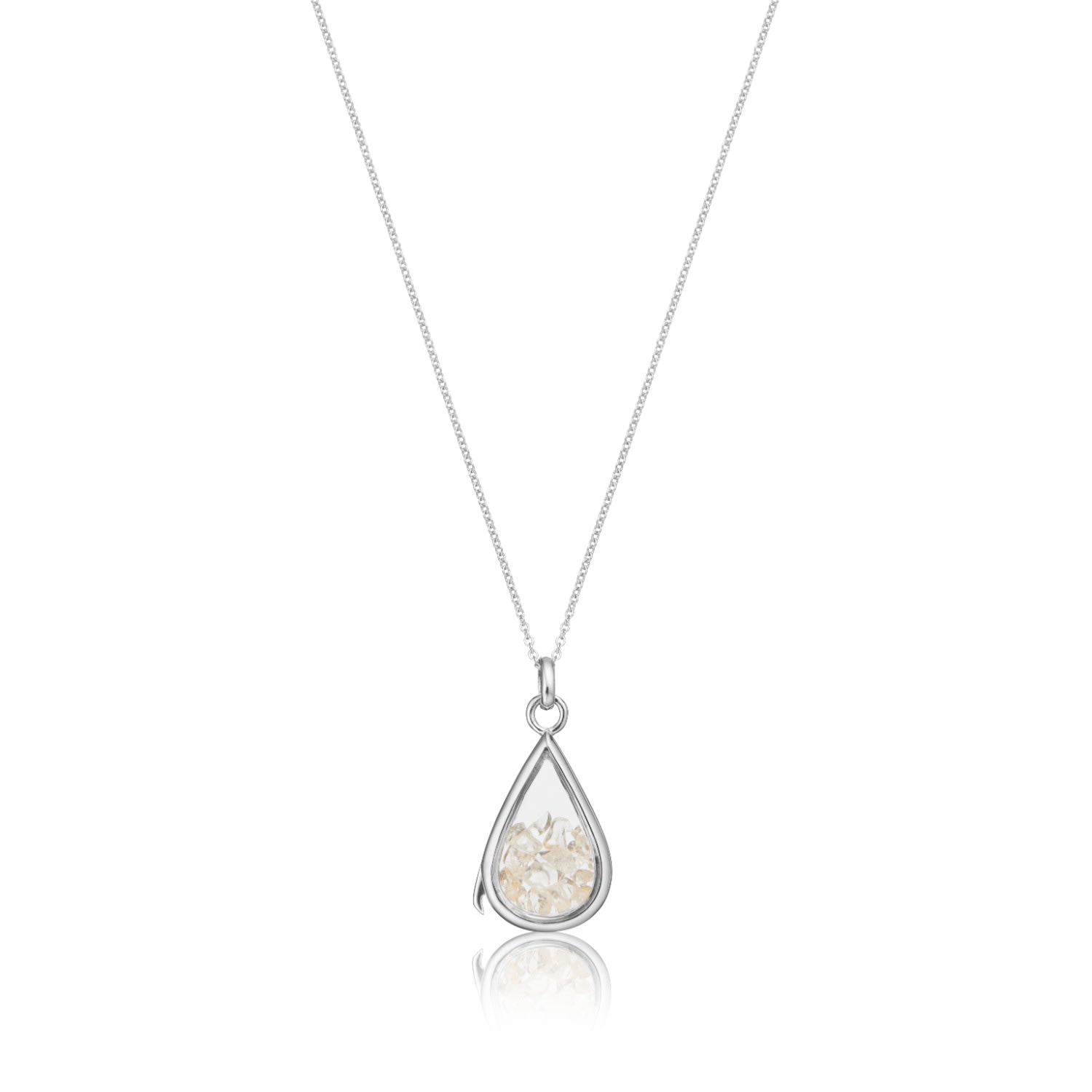 Lily & Roo Women's Sterling Silver Clear Quartz Birthstone Teardrop Locket In Silver