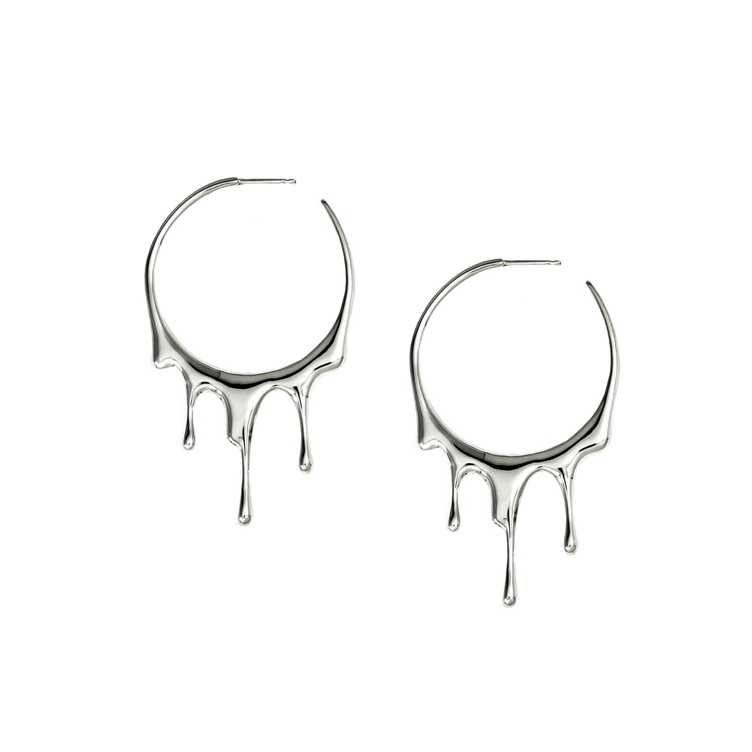 Women’s Dripping Circular M-2 Sterling Silver Hoop Earrings Marie June Jewelry