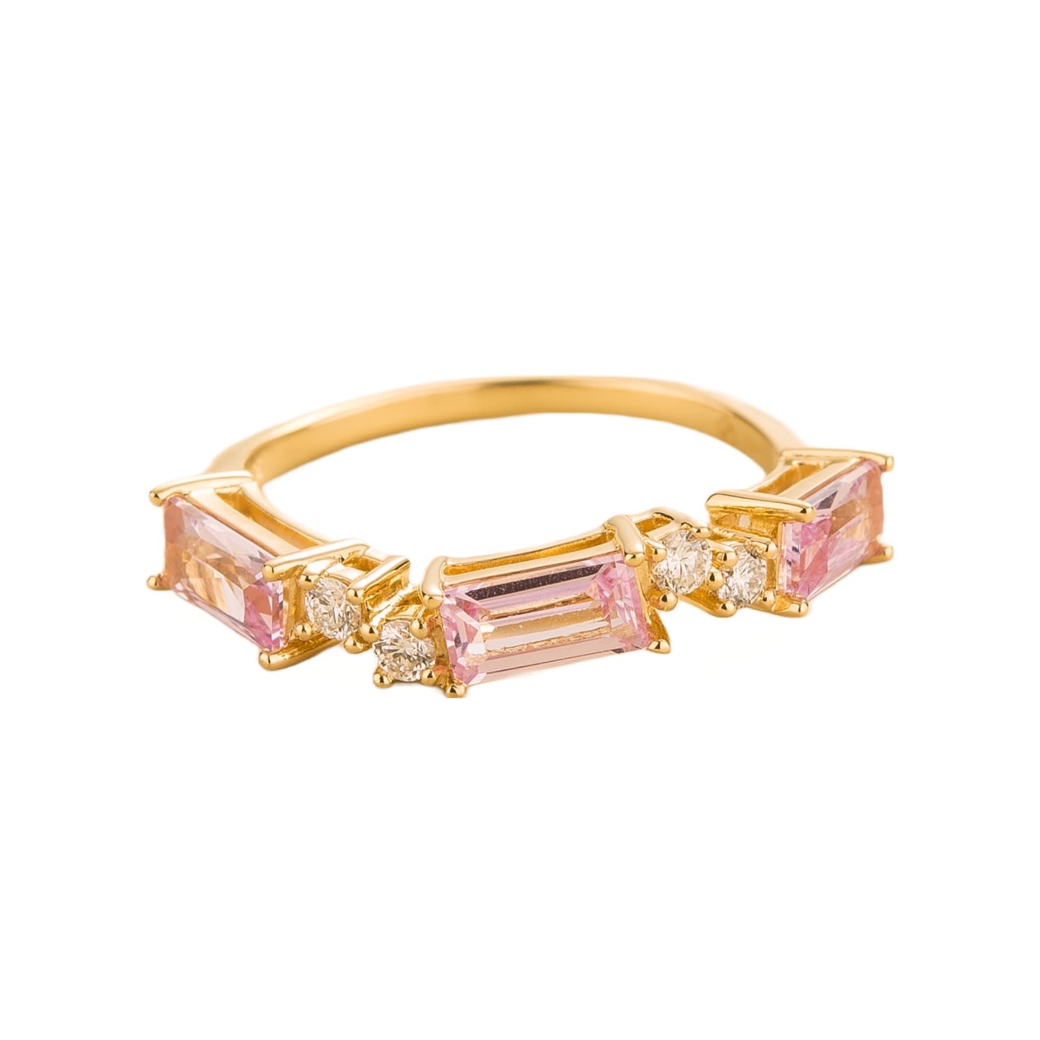 Women’s Gold / Pink / Purple Forma Ring In Pink Sapphire & Diamond Set In Yellow Gold Juvetti