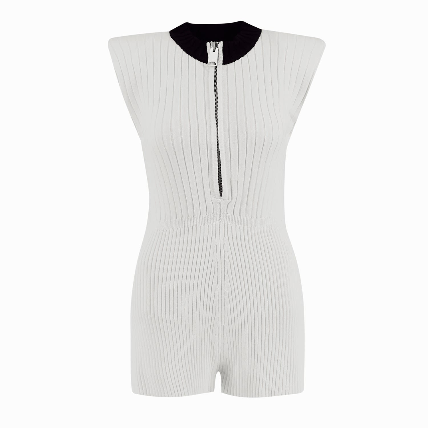 Women’s Kntlgy White Ribbed Mini Knitted Jumpsuit Xs