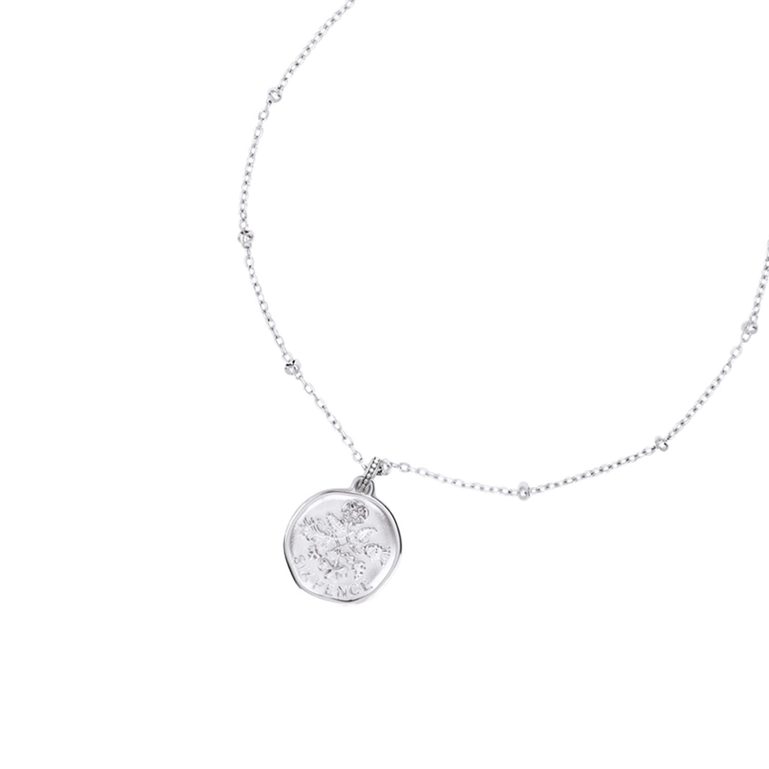 Women’s Silver Sixpence Pendant Dower & Hall