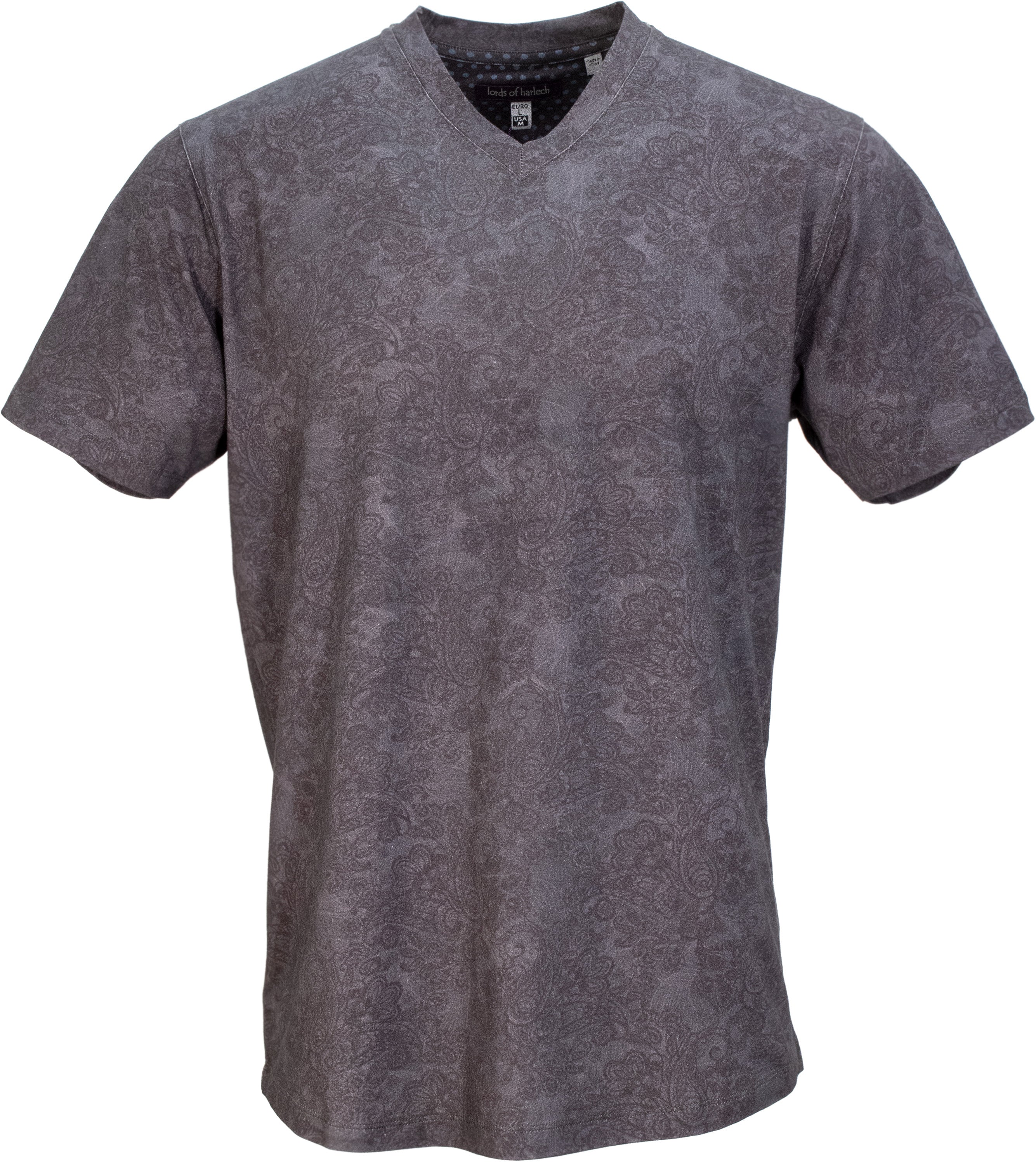 Men’s Neutrals / Black / Grey Maze Paisley Swirl V-Neck Tee In Black XXL Lords of Harlech