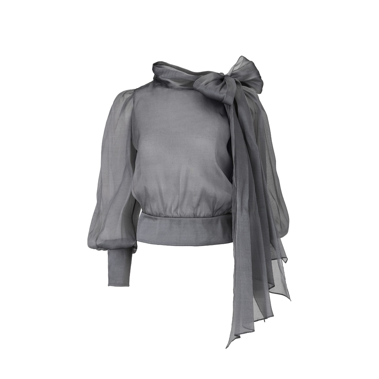 Lita Couture Women's Flawless Grey Bow Blouse In Gray