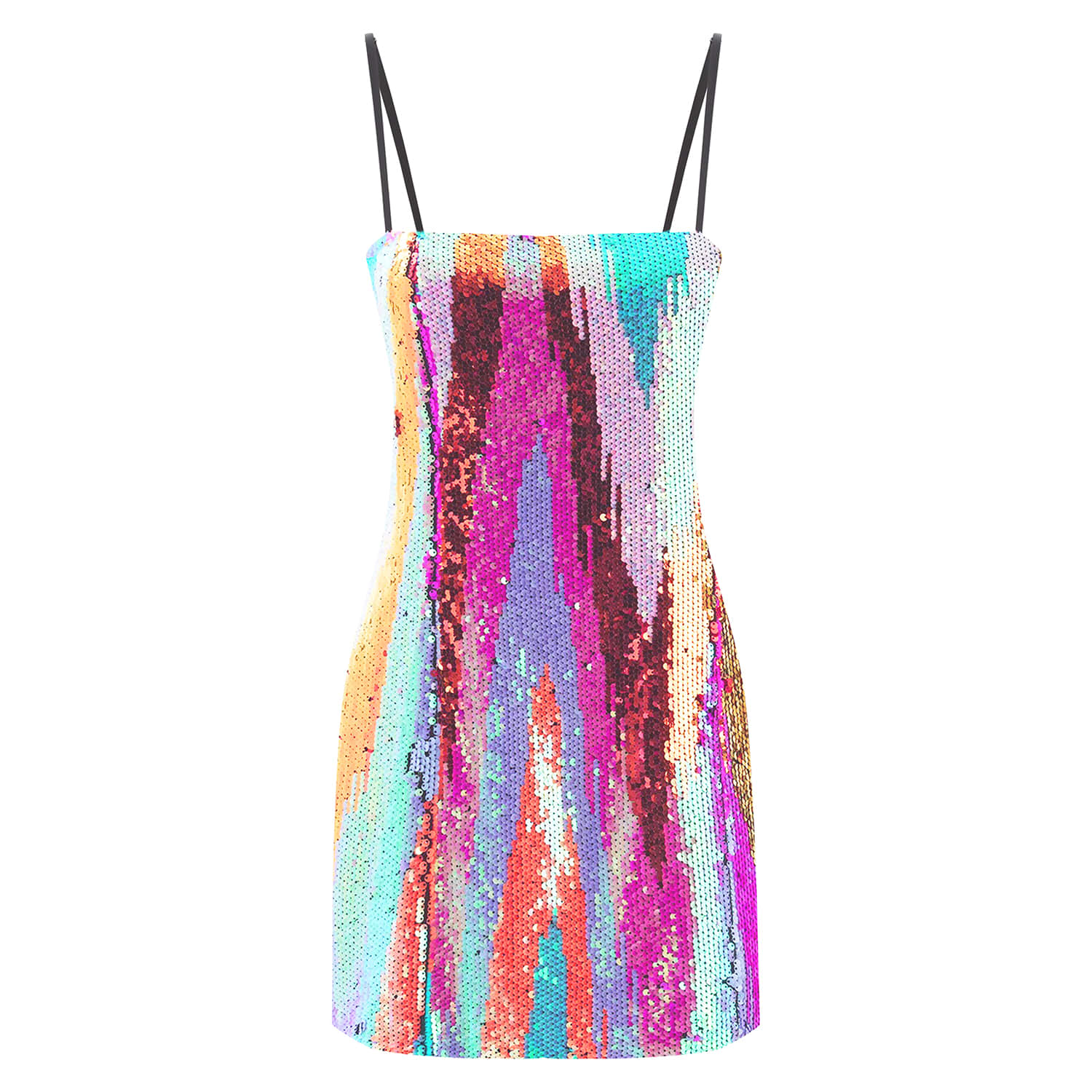 Birdie Multicolor Pink Sequin Mini Party Dress by Fickle Hearts