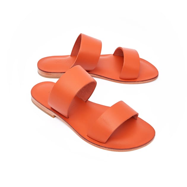 Orange designer sandals clearance