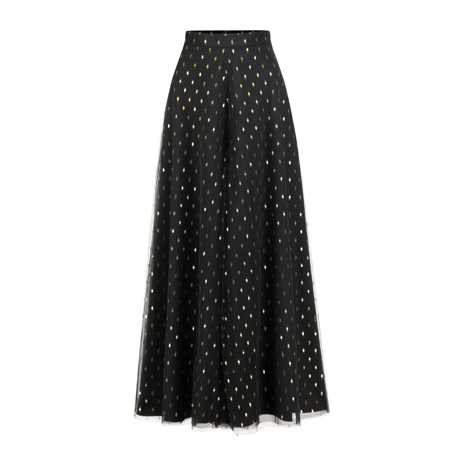 Azzalia Women's Gold / Black Wide Legged Metallic Tulle Pants In Gold In Gold/black