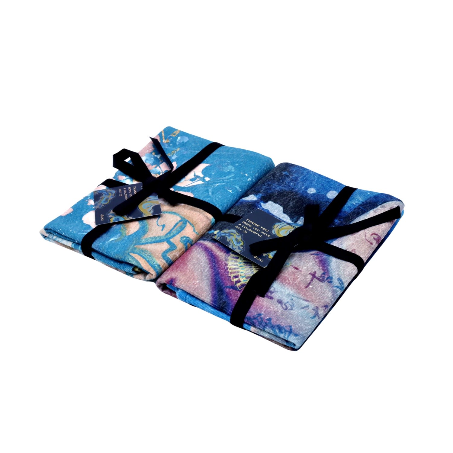 Suki Wang London Journey To The East Tea Towel - Set Of Two In Multi