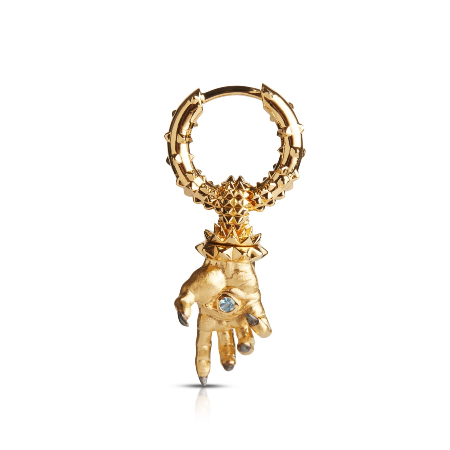 Kasun Men's Hand Of The Protector Earrings - November - Topaz - Gold Vermeil