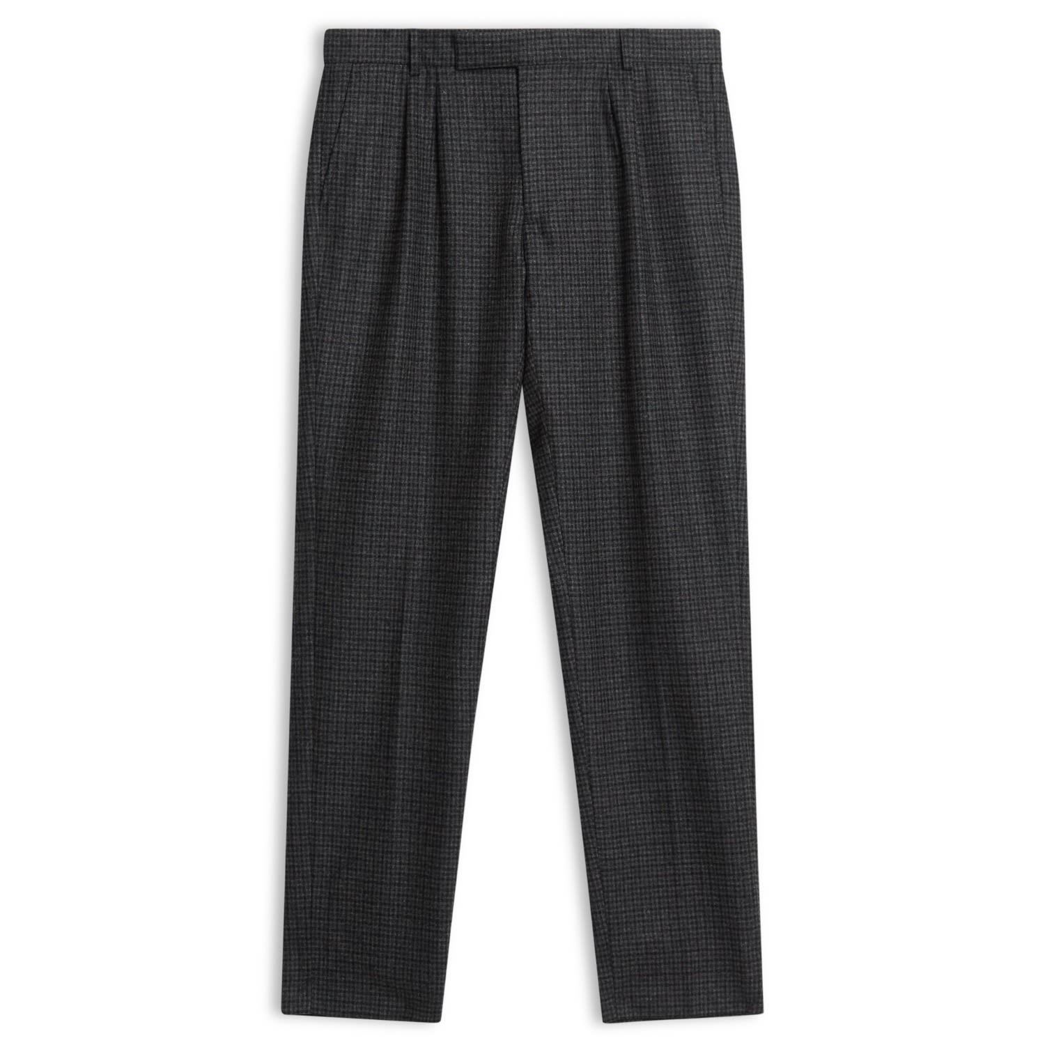 Burrows And Hare Men's Fox Brothers Flannel Check Trousers - Grey In Black