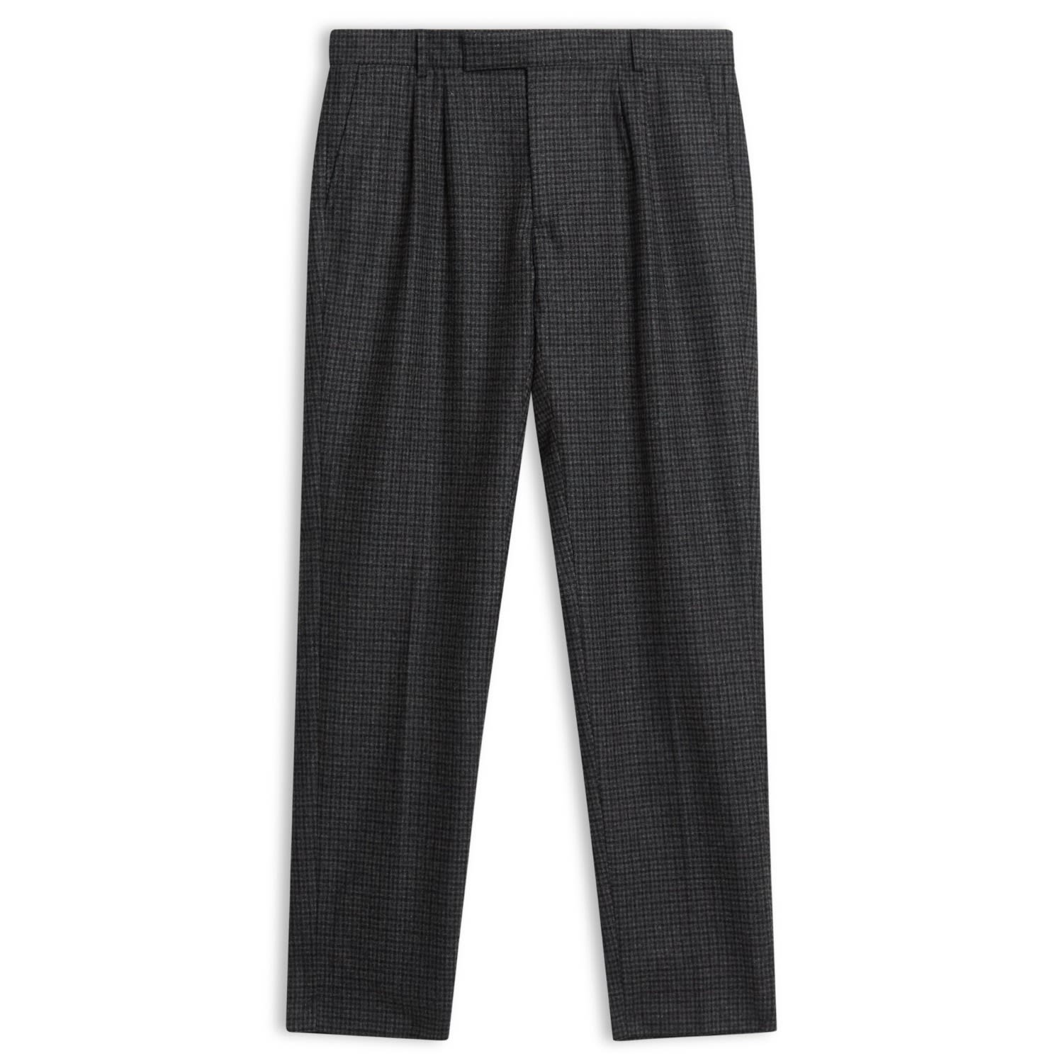 Men’s Fox Brothers Flannel Check Trousers - Grey 30" Burrows & Hare