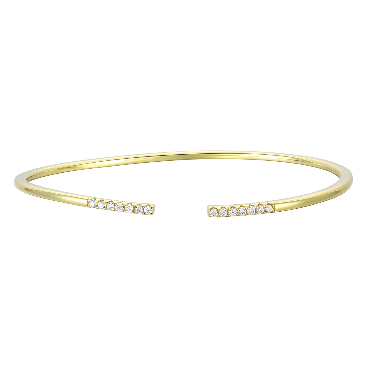 Women’s Gold / White Rachel Glauber Gold Plated Round Cubic Zirconia Cuff Bracelet Genevive Jewelry