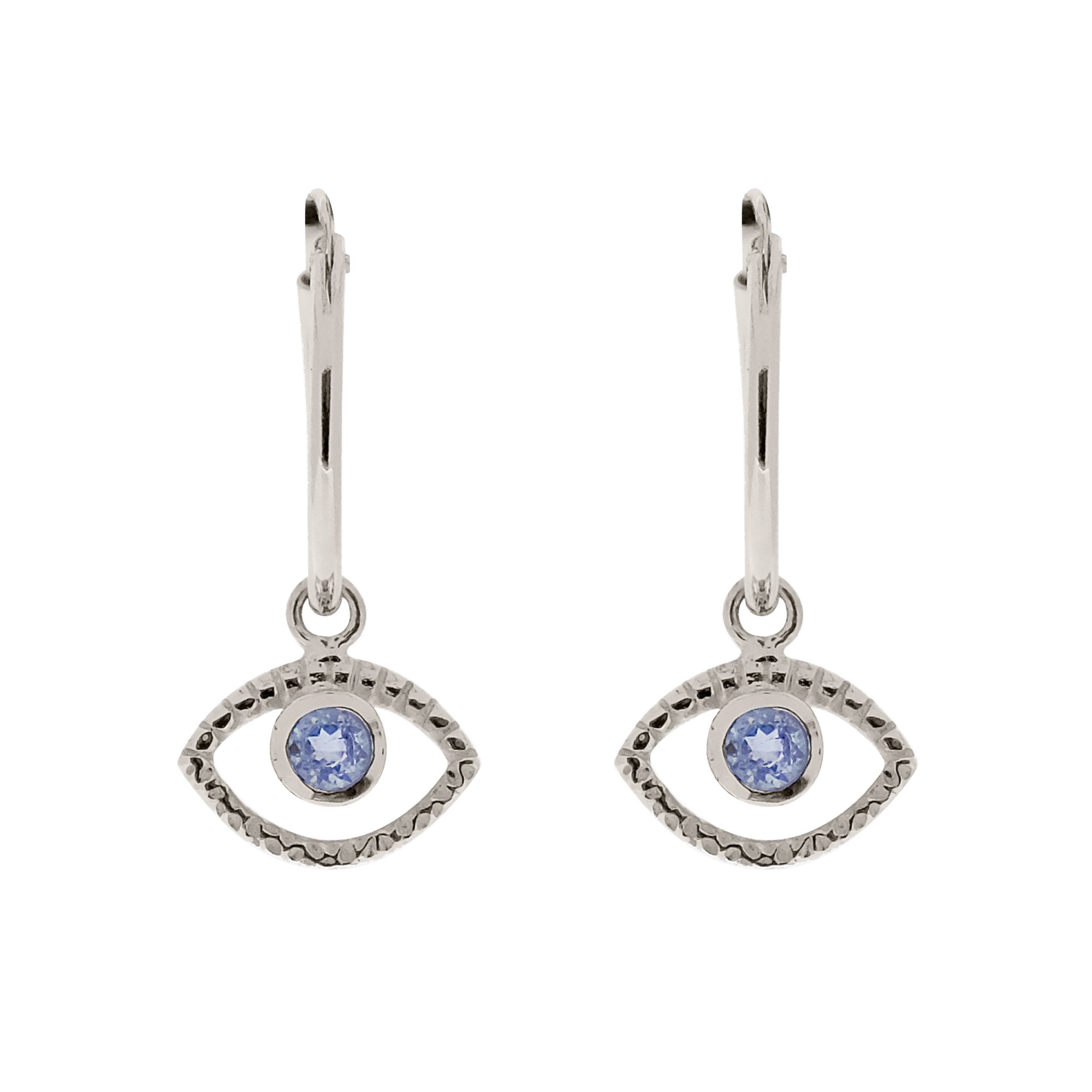 Women’s Eye Of Intuition Silver Hoop Earrings - Blue Topaz Charlotte’s Web Jewellery