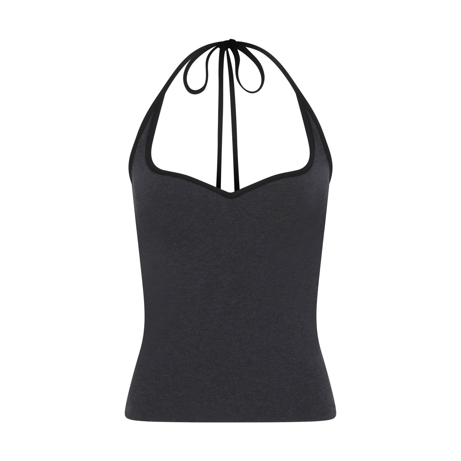 Frolickers Women's Grey / Black Convertible Sweetheart Top - Halter & Asymmetric - Grey Melange/black Hem In Grey/black