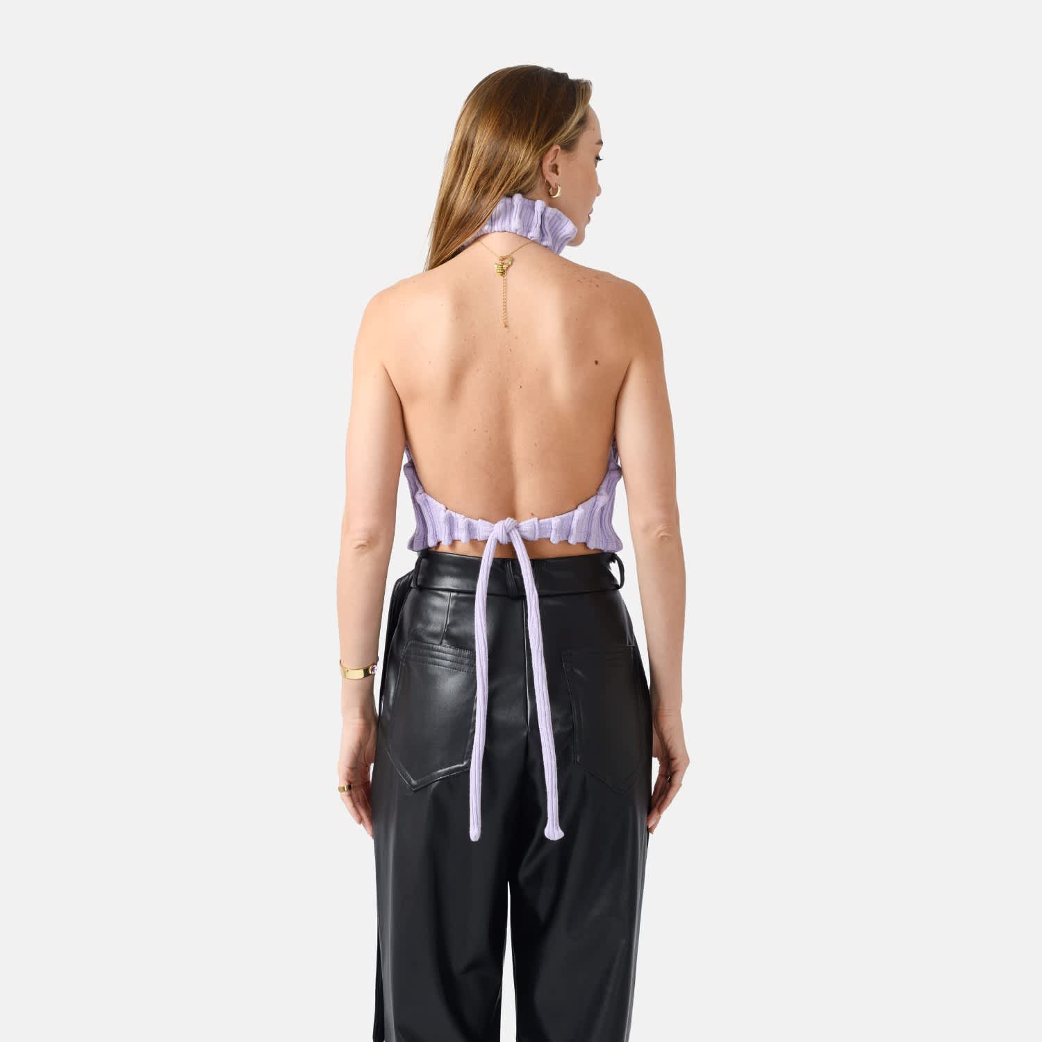Riu Halter neck ribbon knit Rちゃん レディース