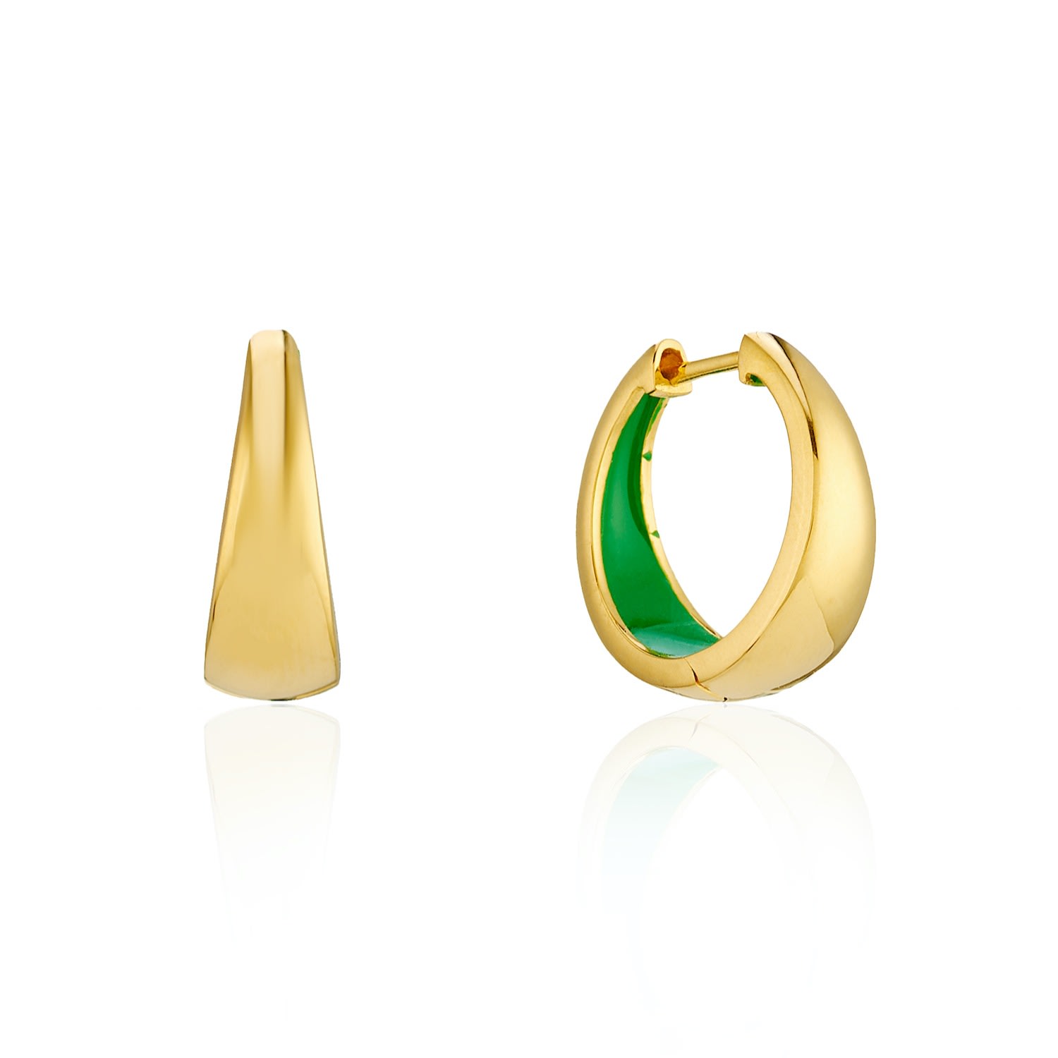 Women’s Gold / Green Havana Apple Green Enamel & Gold Huggie Hoop Earrings | Auree Jewellery