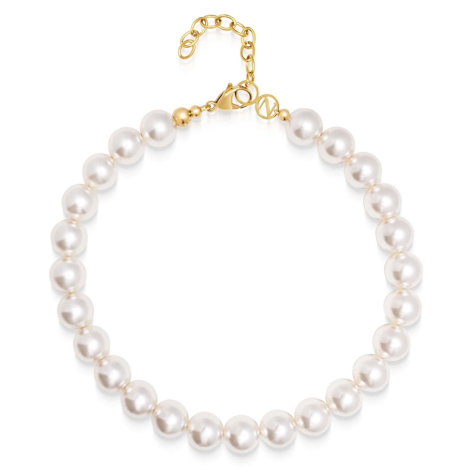 Nialaya Women's White / Gold Chunky Pearl Choker