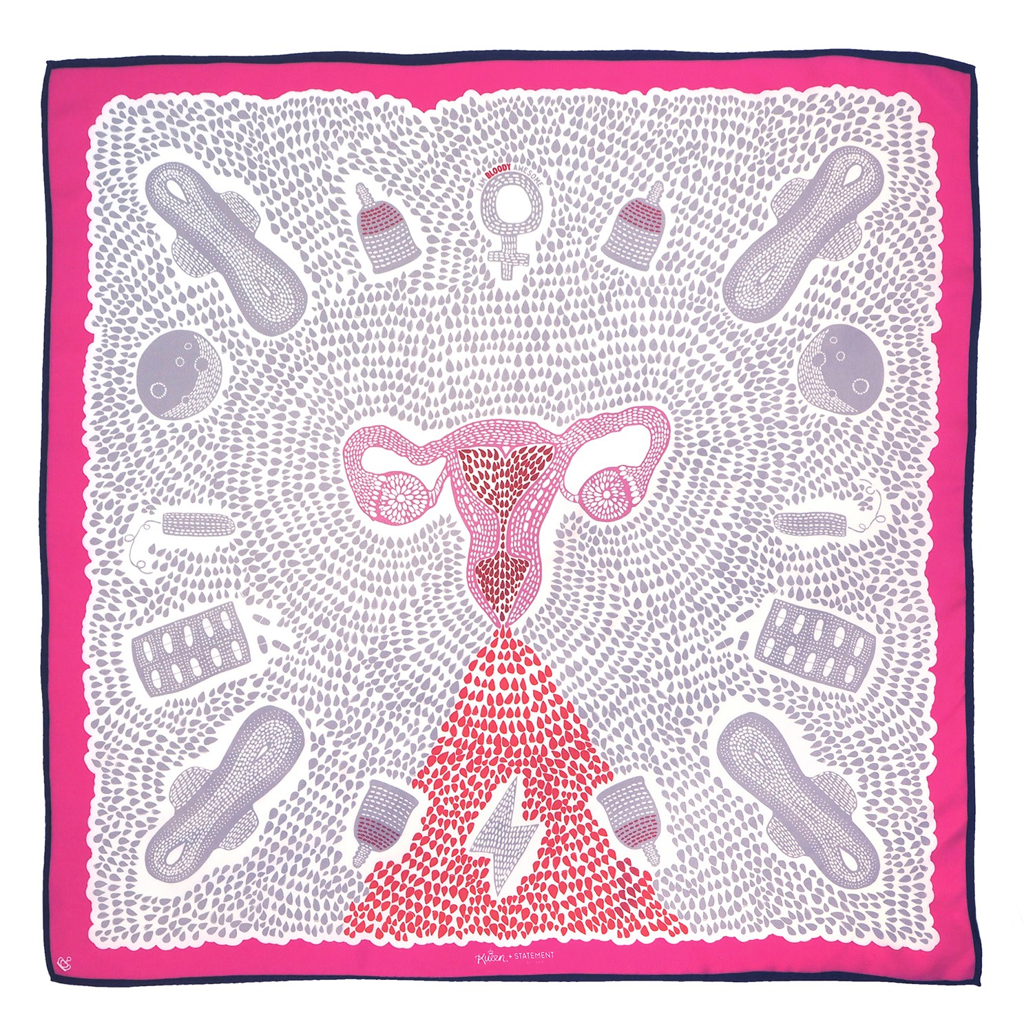 Women’s Silk Scarf - My Perfect Period/Bloody Awesome Collection/Ice & Magenta Kueen