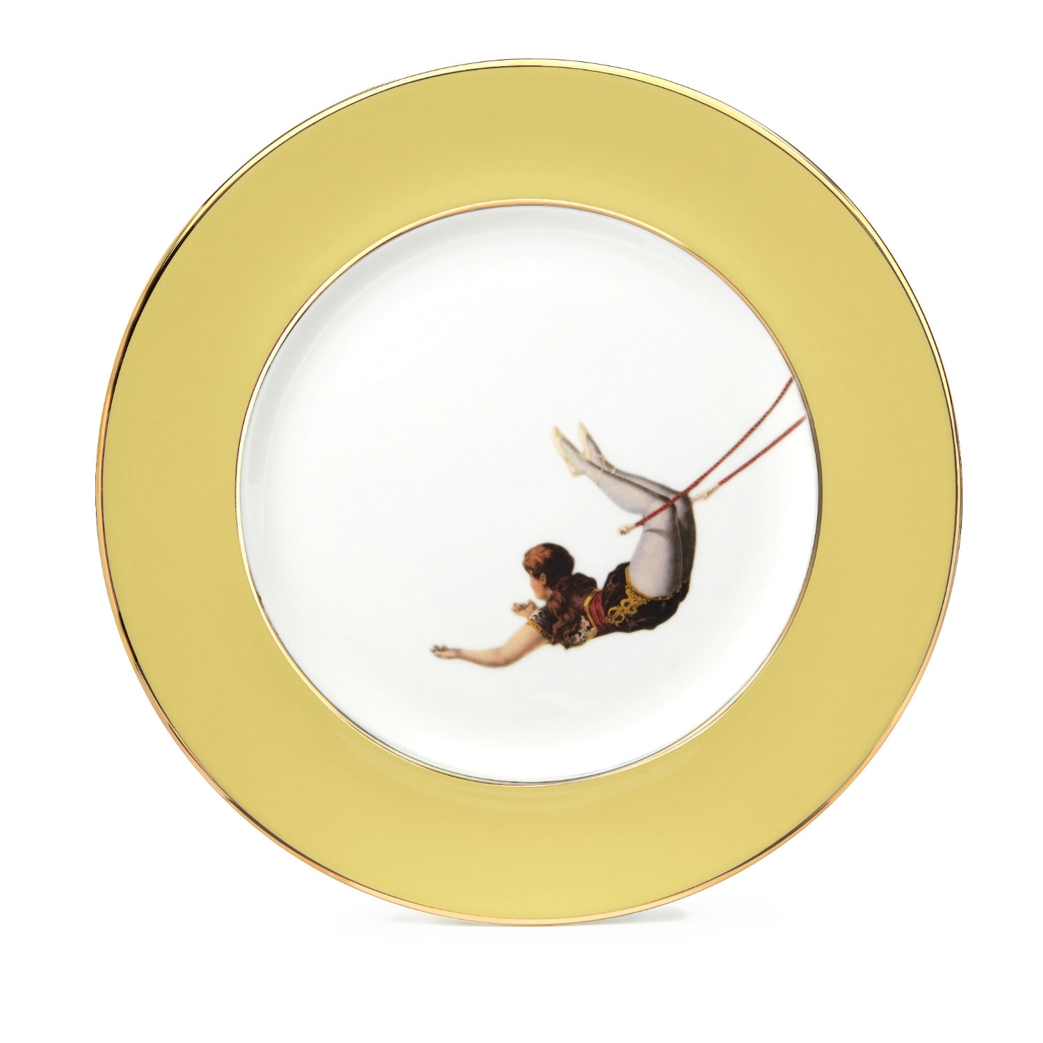 Yellow / Orange Yellow Trapeze Girl Dinner Plate Melody Rose London