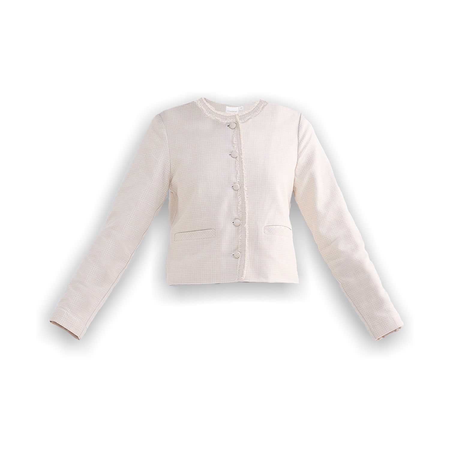 Reistor White Lady Jacket In Cream Cotton Tweed In White