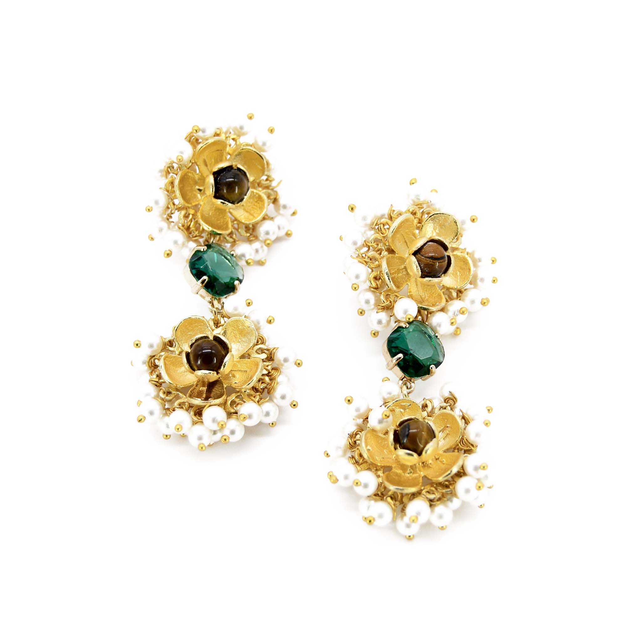 Women’s Gold Bouvardia Handmade Drop Earrings Adiba