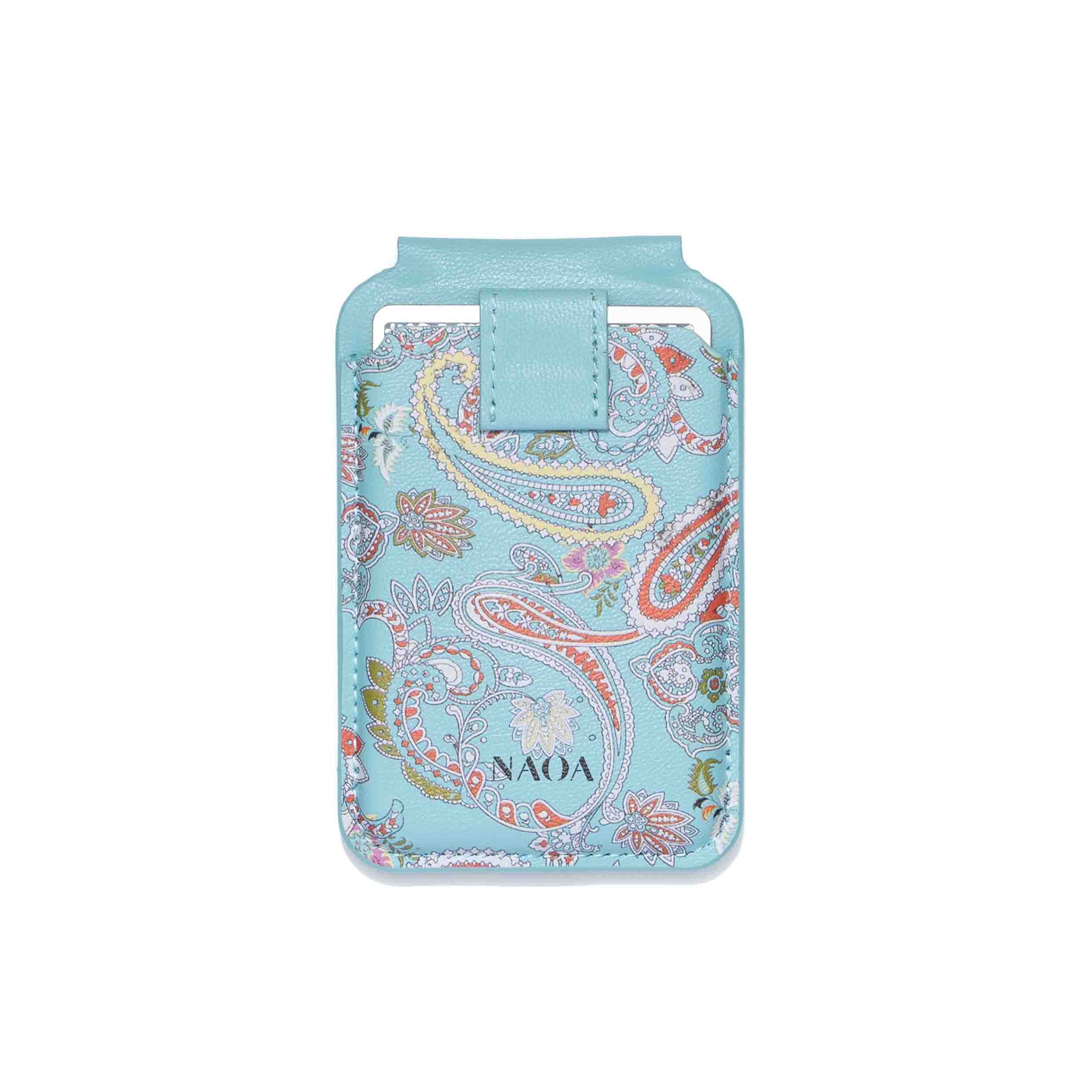 Naoa Women's Blue / Brown Printed Magsafe Wallet & Phone Stand Paisley Printed In Multi