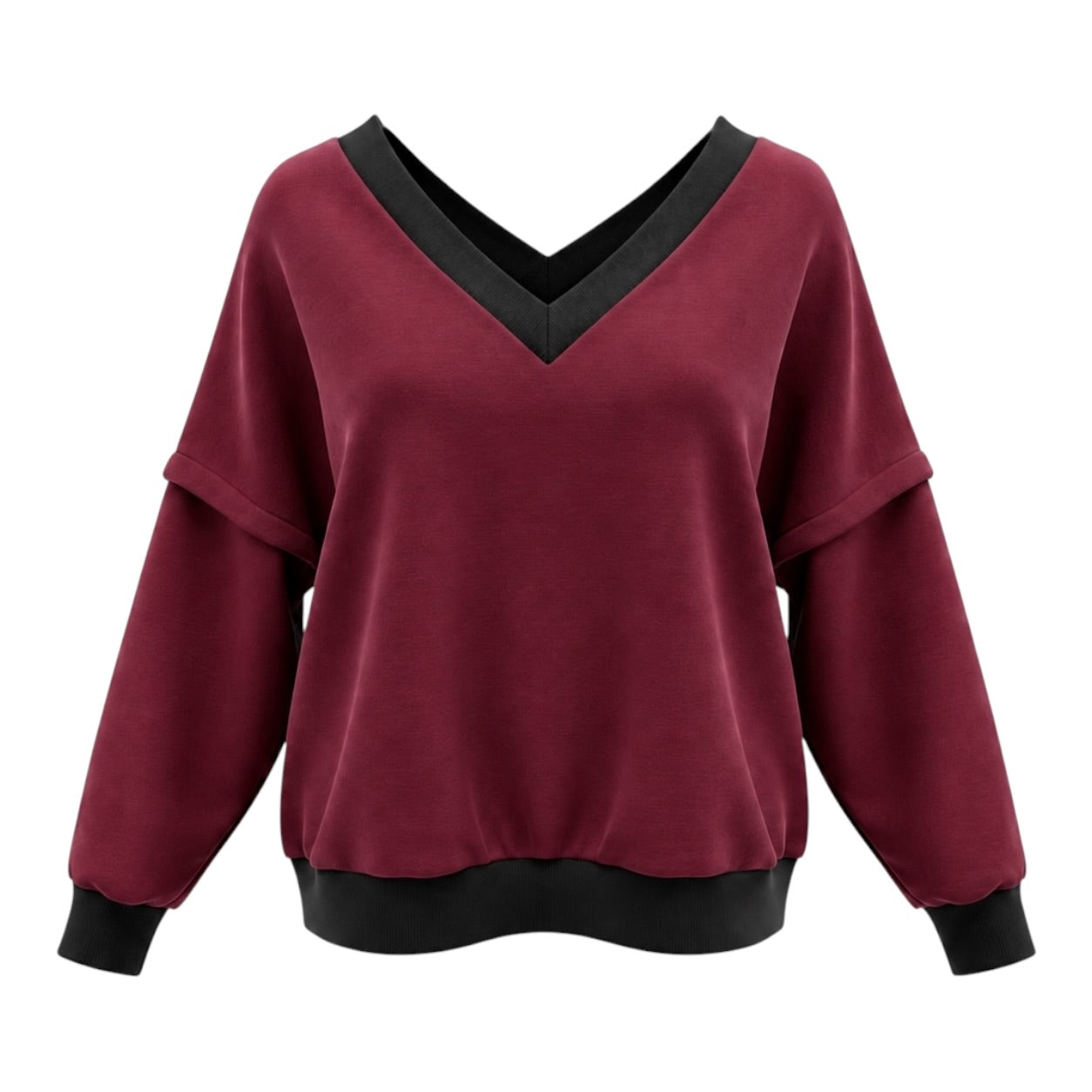 Beira Women's Red Victoria V-neck Sweatshirt – Burgundy