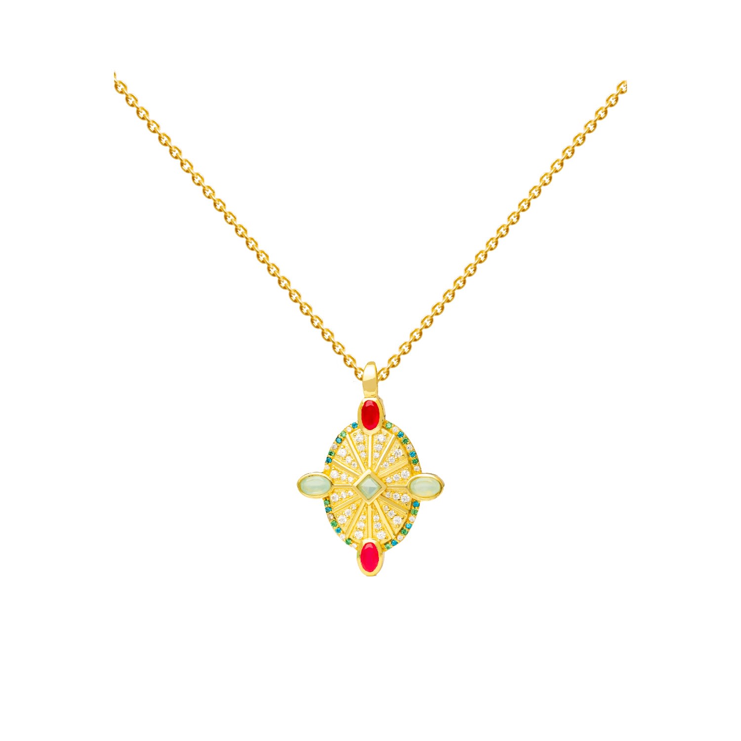 Women’s Gold Plated & Multicolor Odeon Medal Necklace Lavani Jewels