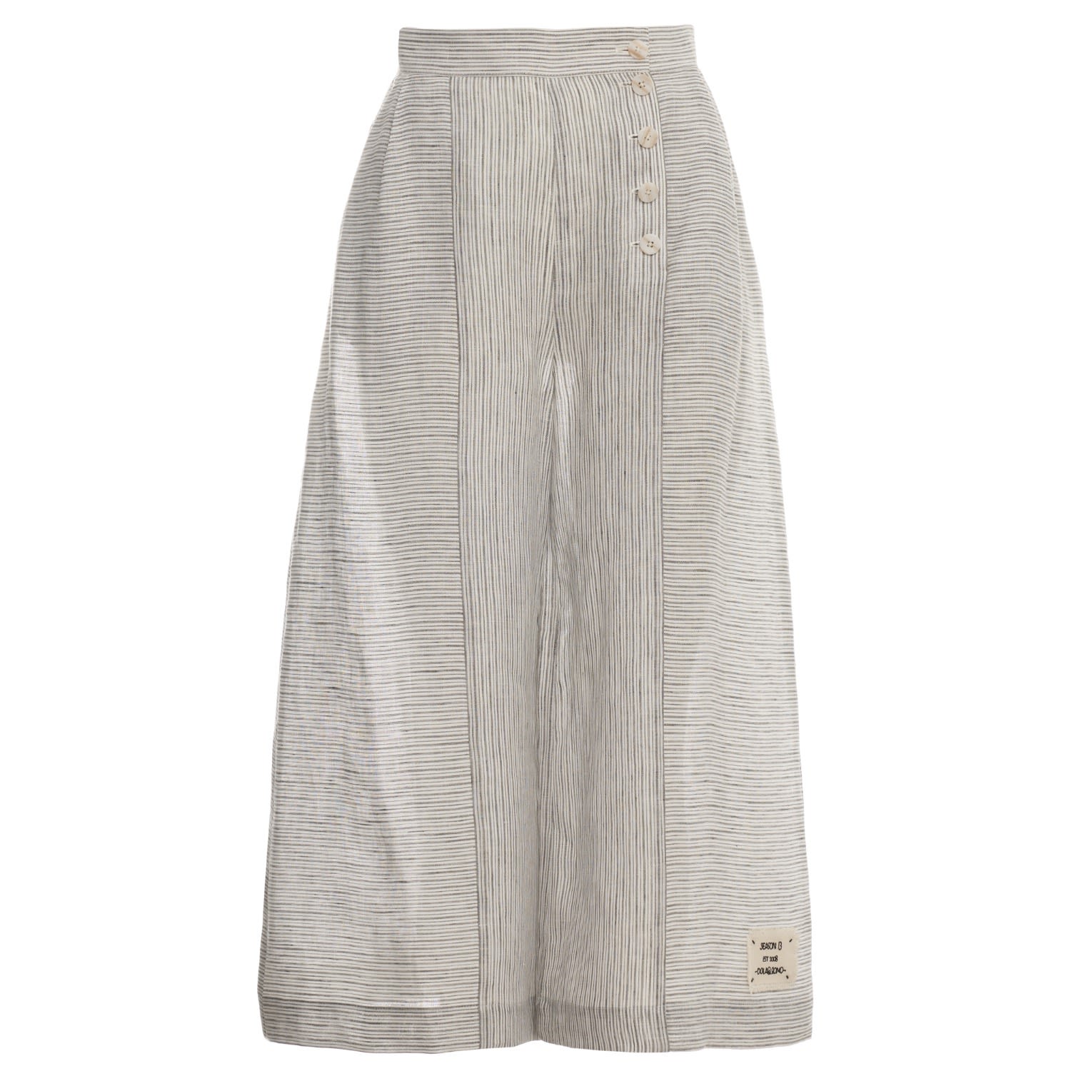 Women’s Grey Wide-Leg Linen Stripes Culottes Medium Colors of Papaya