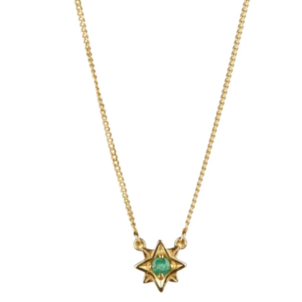 Women’s Guiding North Star Gold Vermeil Necklace - Emerald Charlotte’s Web Jewellery