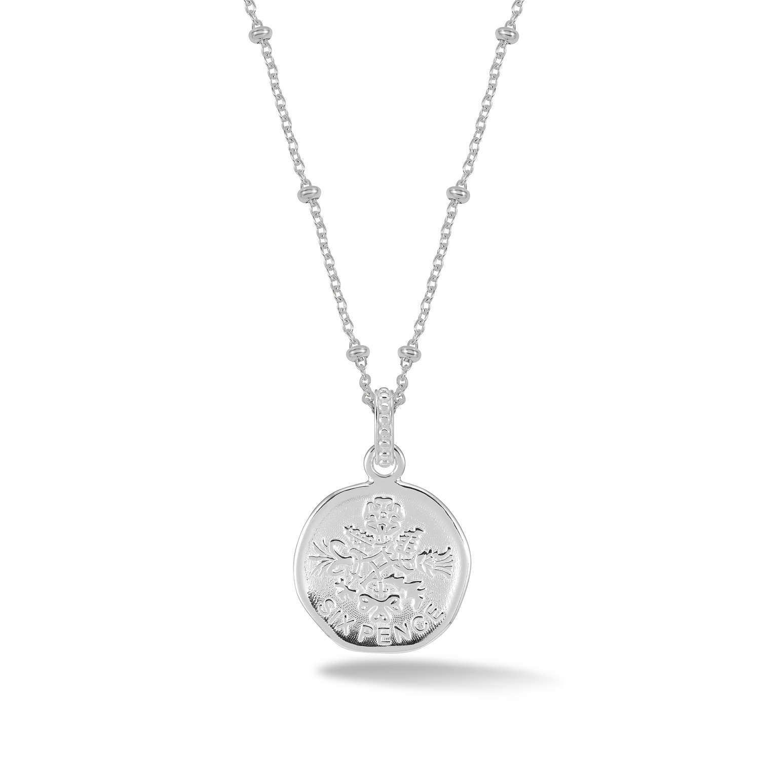 Dower & Hall Lucky Sixpence Necklace In Silver