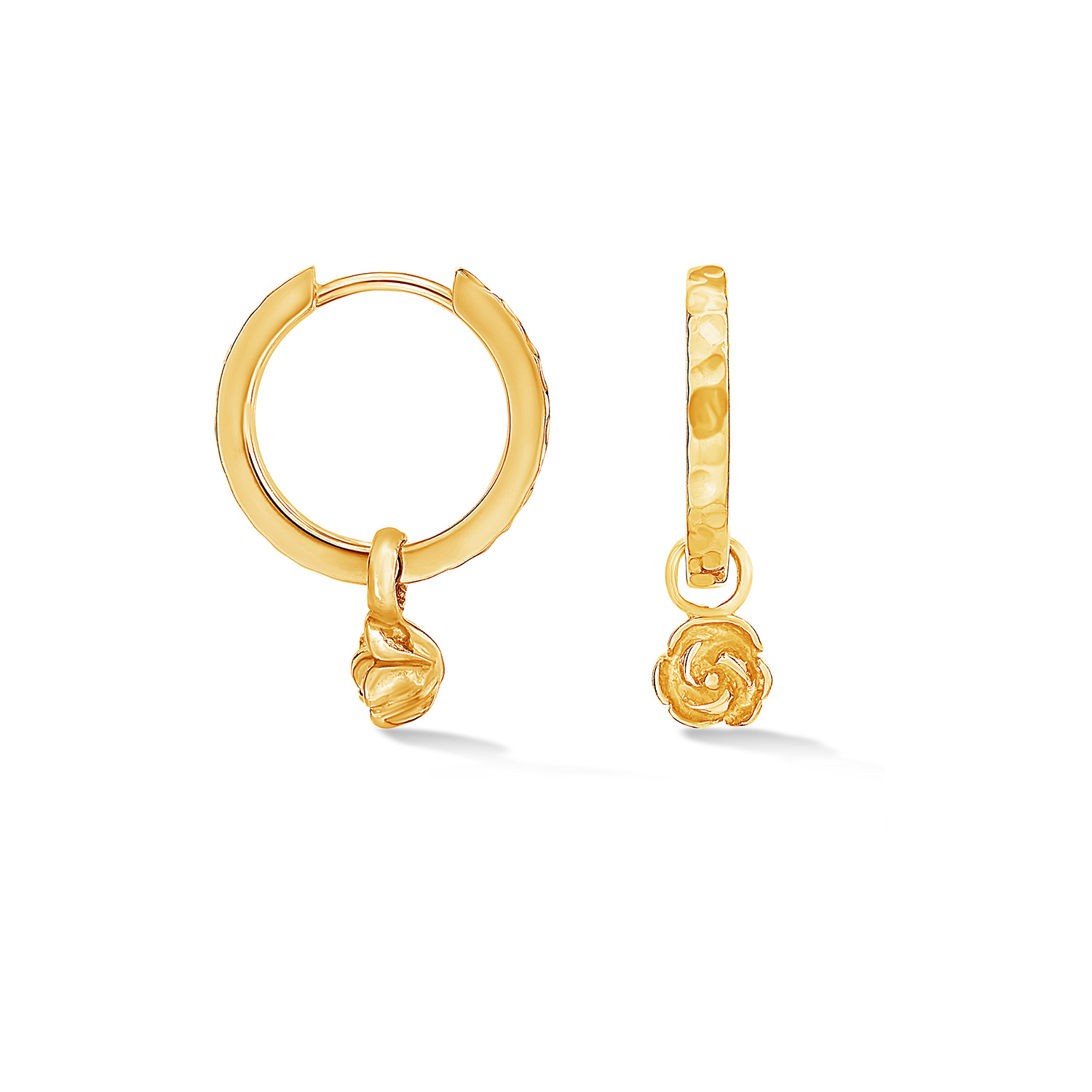 Dower & Hall Women's Hammered Wild Rose Hoops Gold In Gold
