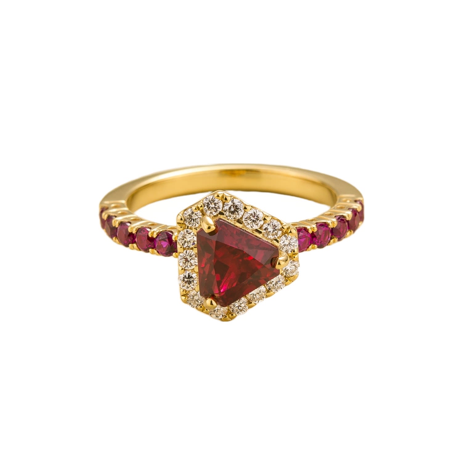 Juvetti Women's Red / Gold Diana Ring In Ruby & Diamond In Multi