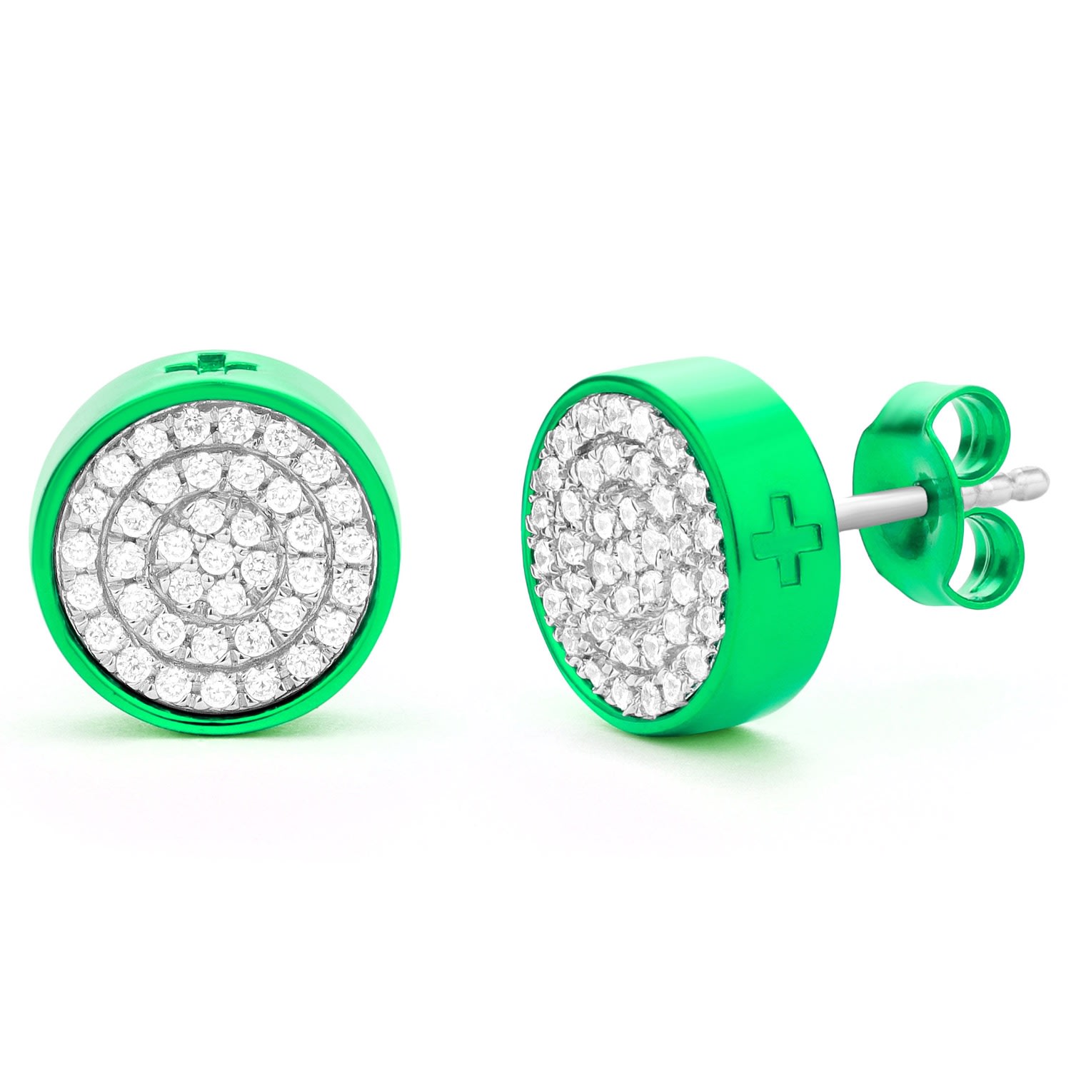 Women’s Two-Tone Circle Earrings In Green - M All Incl.+