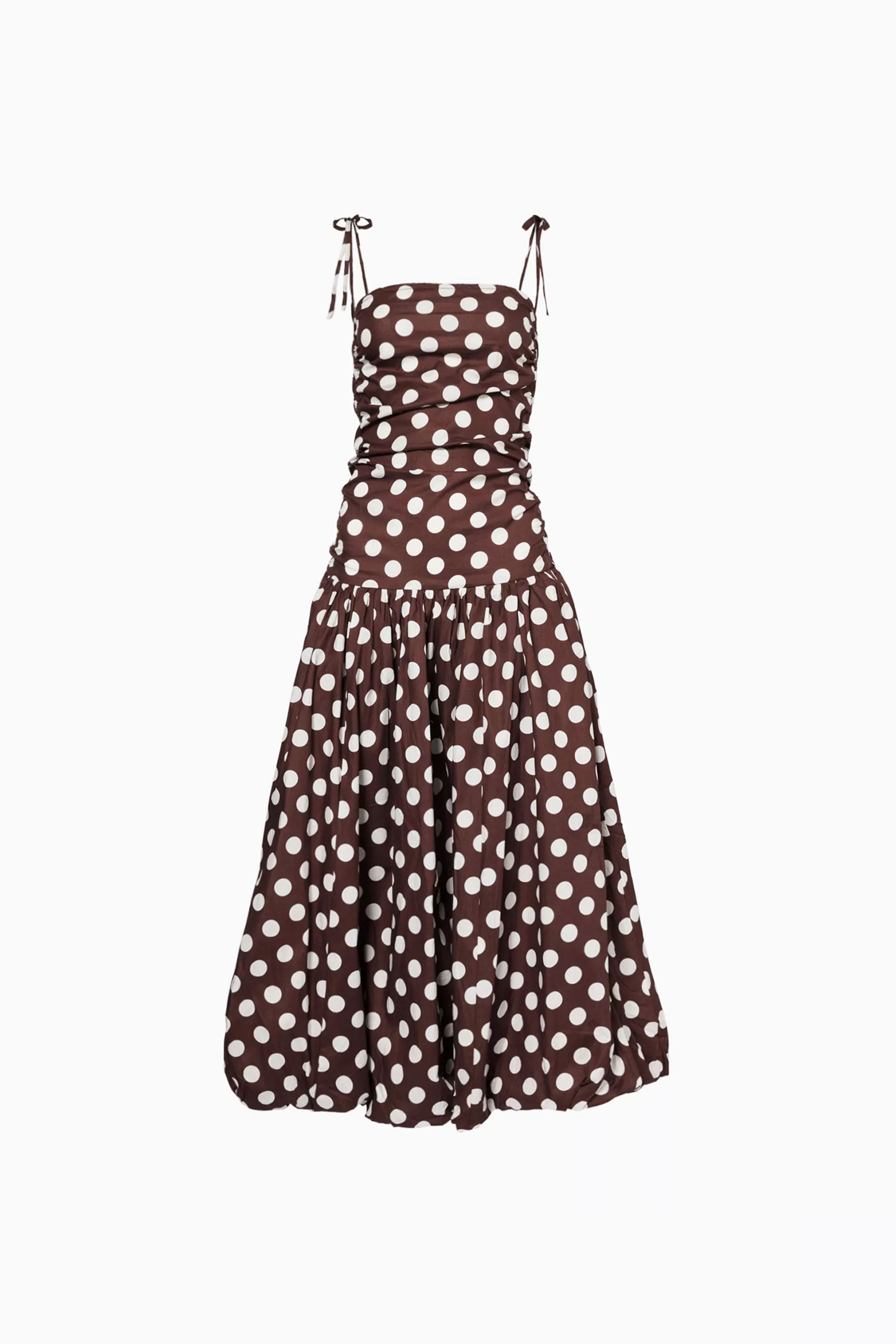 Amy Lynn Womens Alexa Polka-dot Cotton-poplin Midi Dress Polkadot In Brown