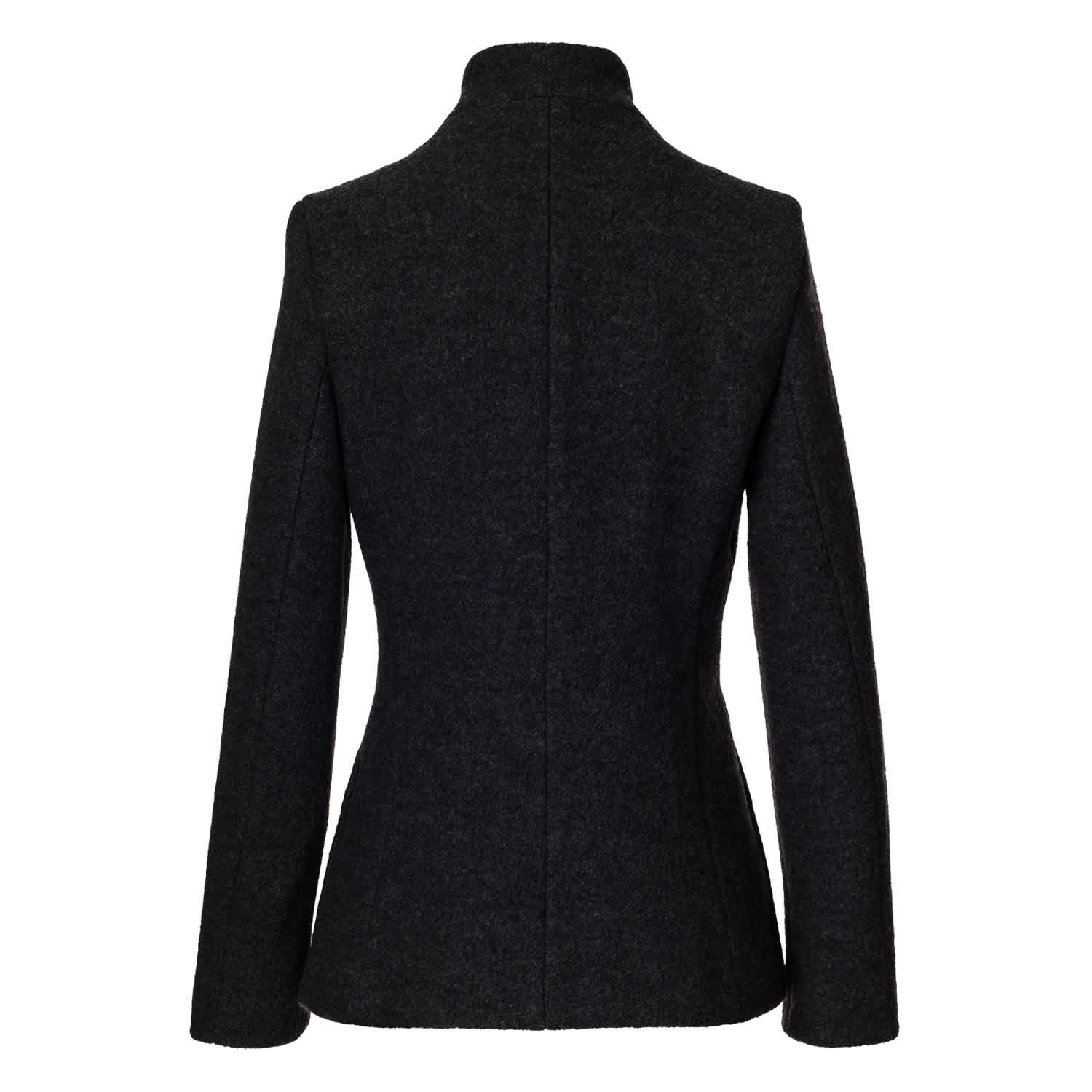 Black Wool Jacket With Asymmetric Zip – Handmade From Italian