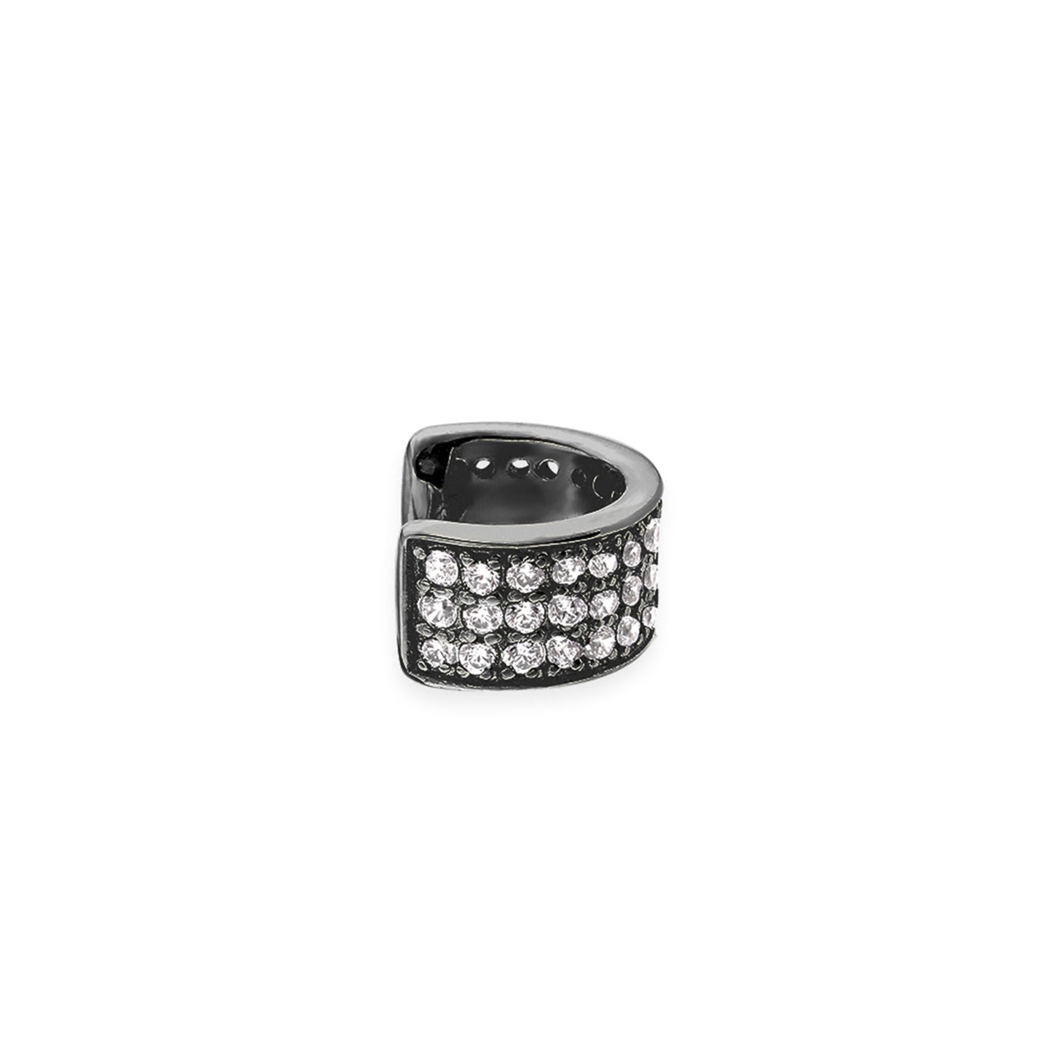 Sally Skoufis Women's Black / White Destiny Ear Cuff With Man Made Cz Diamond Stimulant In Premium Black Rhodium In Multi