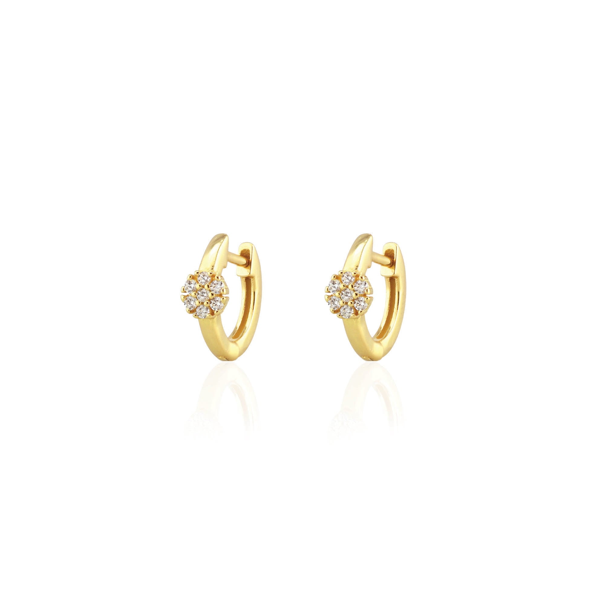 Kris Nations Women's Gold Twinkle Blossom Huggie Hoop Earrings