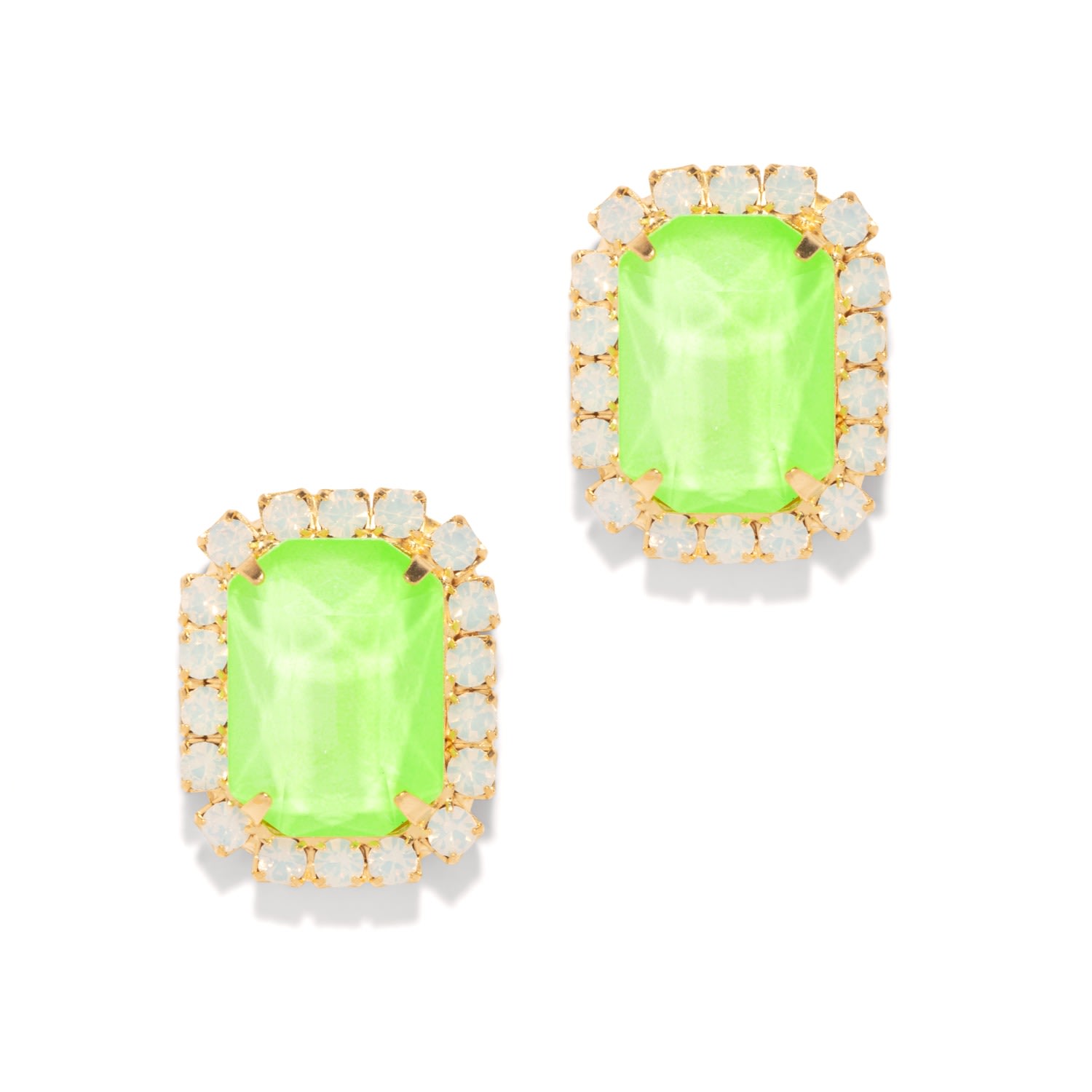 The Pink Reef Women's Green  Neon Gem Stud In Lime