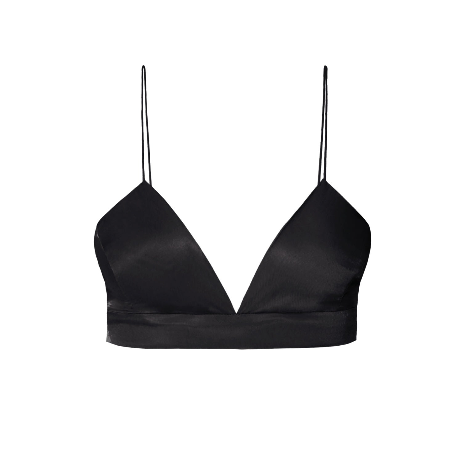 Aggi By Halewski Bralette Top Asha Satin Glossy Black In Black
