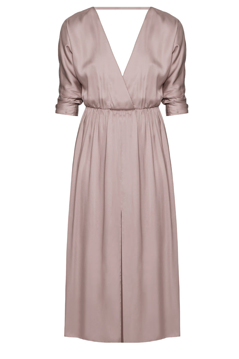 Undress Women's Neutrals Ciara Oversized Kimono Sleeve Midi Dress In Taupe In Brown