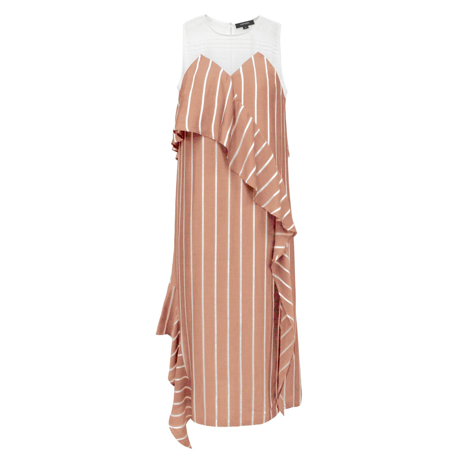 Smart And Joy Women's Neutrals Stripes Assymetric Midi Dress - Beige In Beige